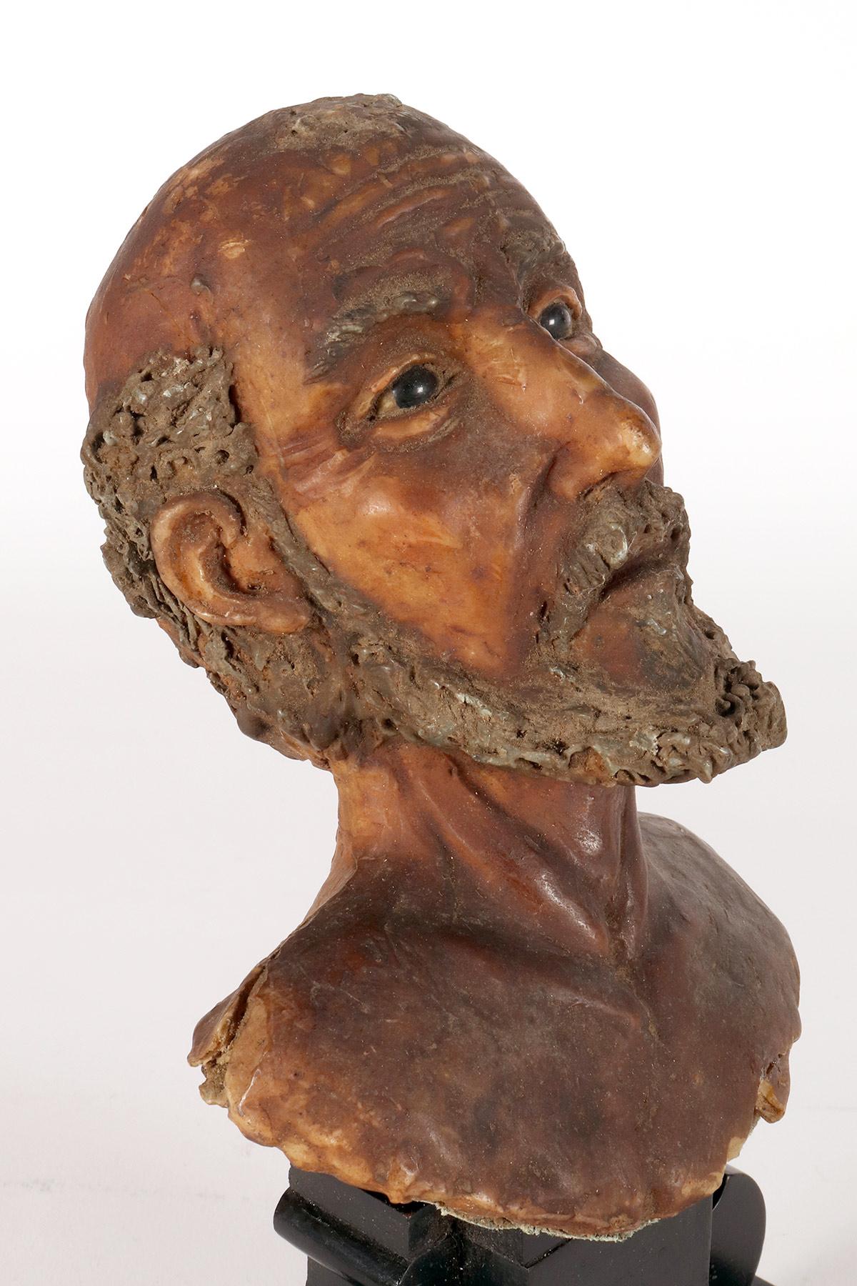 Scultura in cera (modellato in cera) di un busto di un santo, Italia fine XVIII secolo. in vendita 3