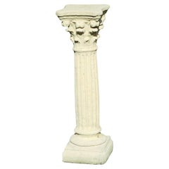 A Weathered Cast Stone Classical Corinthian Column Pedestal