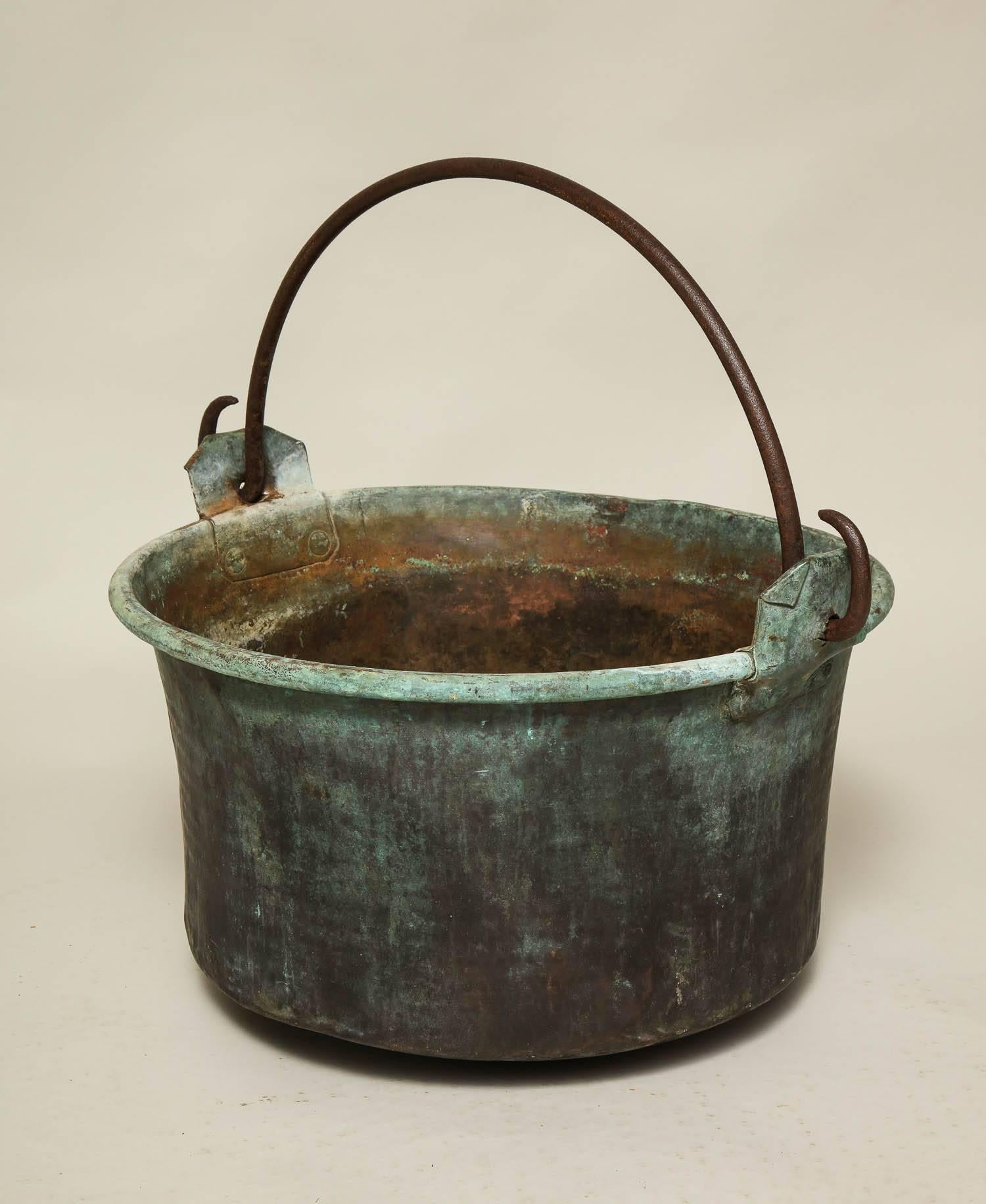 Large Patinated Copper and Wrought Iron Container 5