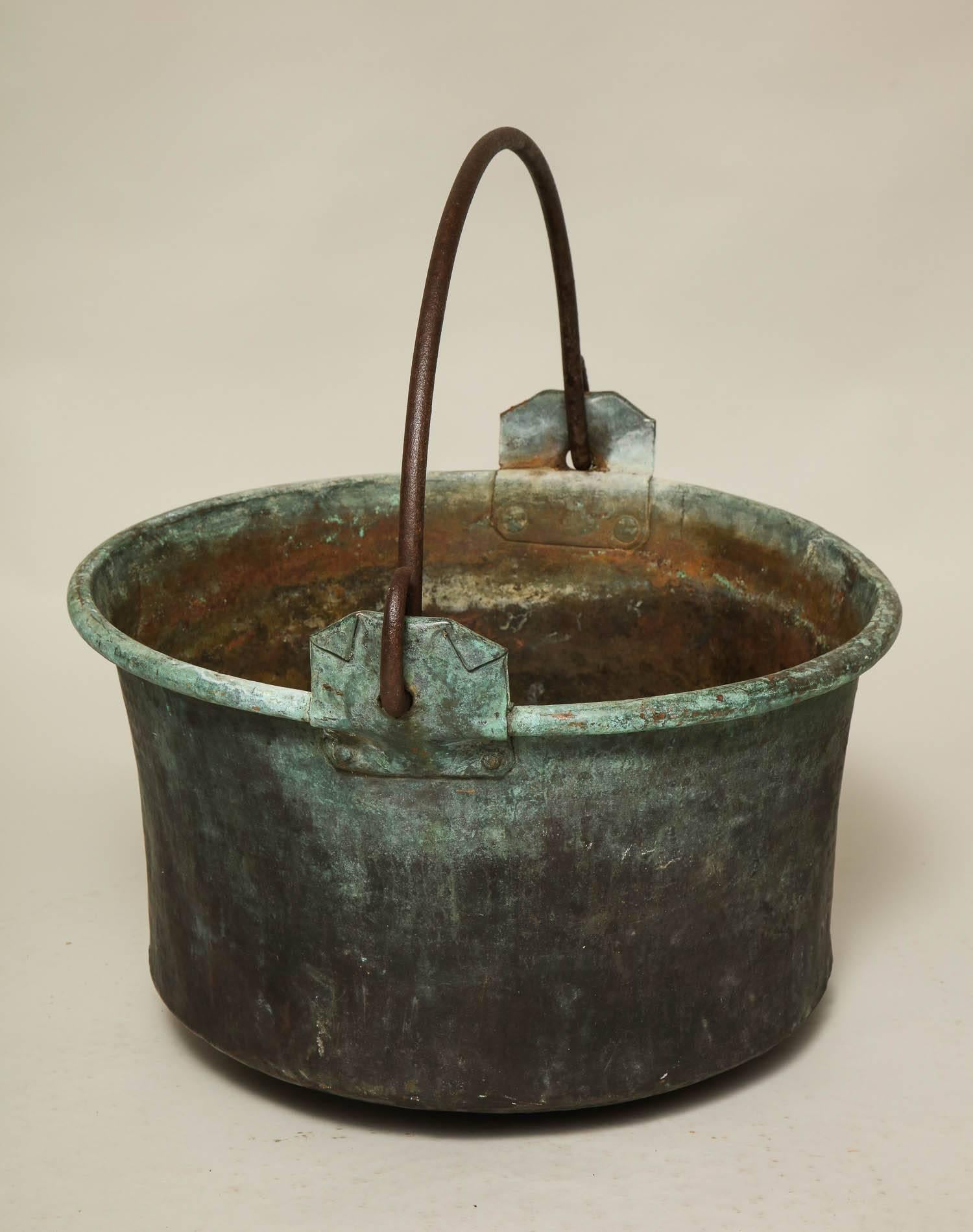 Large Patinated Copper and Wrought Iron Container 4