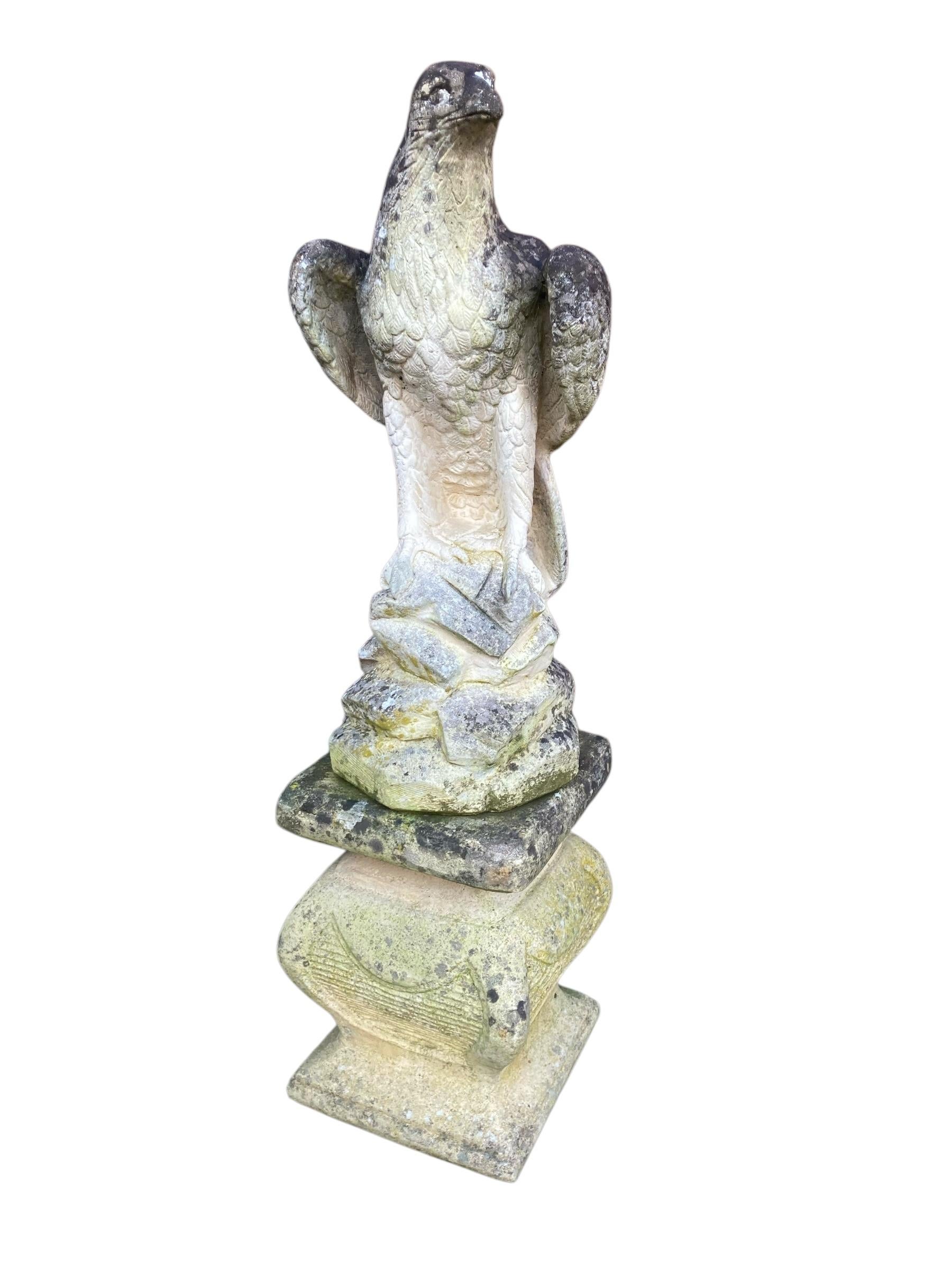 A weathered Stone Statue of Eagle on Plynth For Sale 5