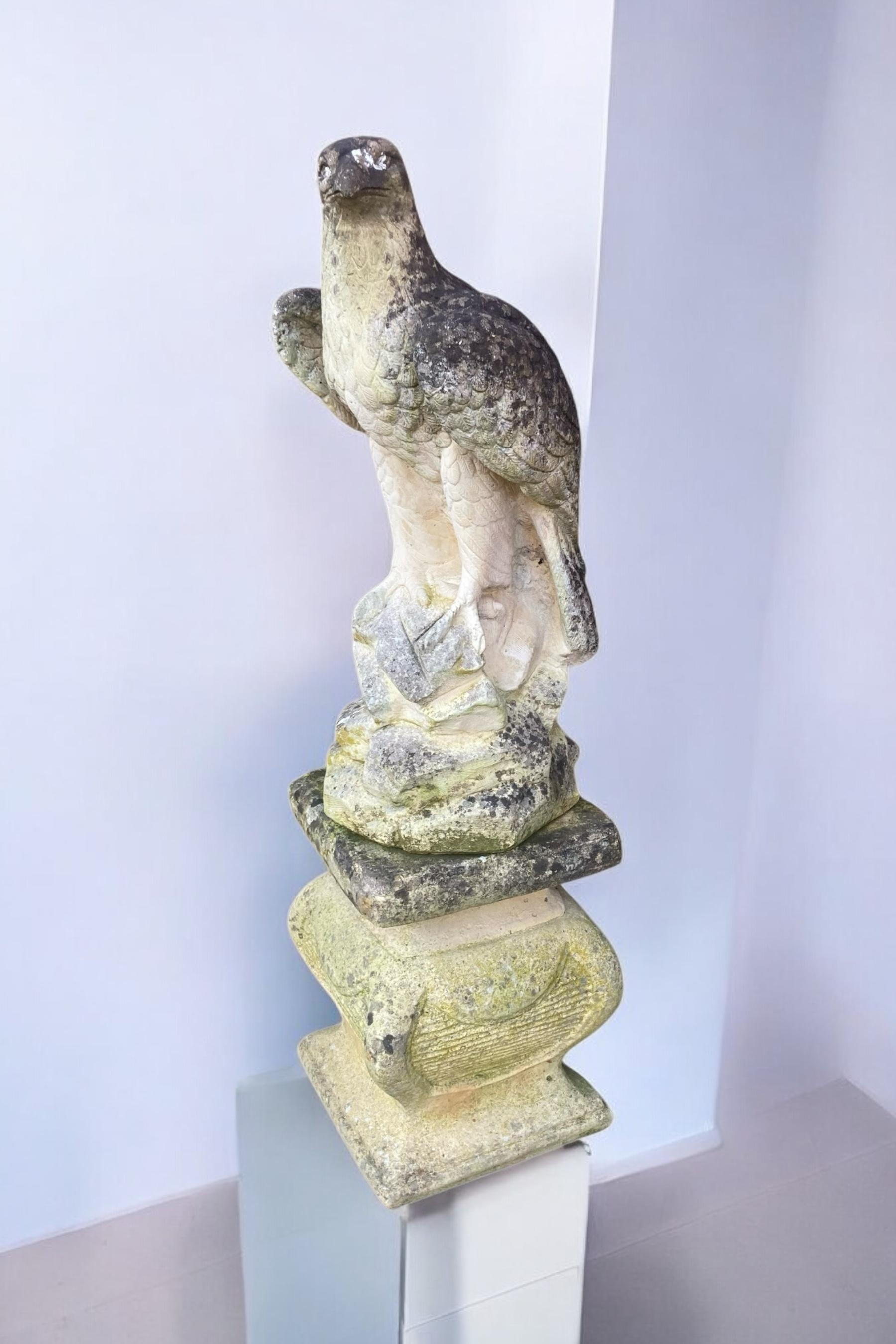 A weathered Stone Statue of Eagle on Plynth For Sale 6