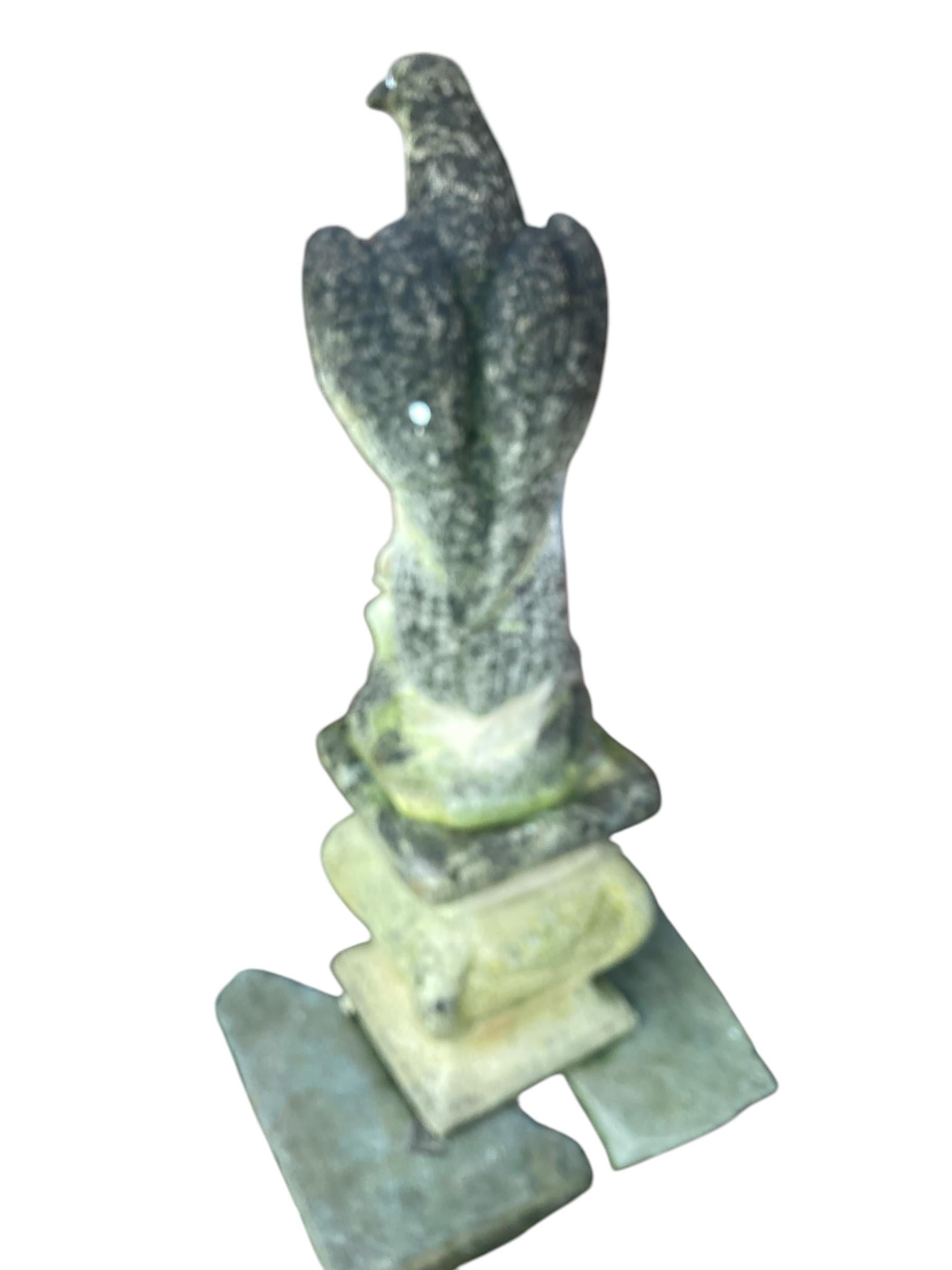 20th Century A weathered Stone Statue of Eagle on Plynth For Sale