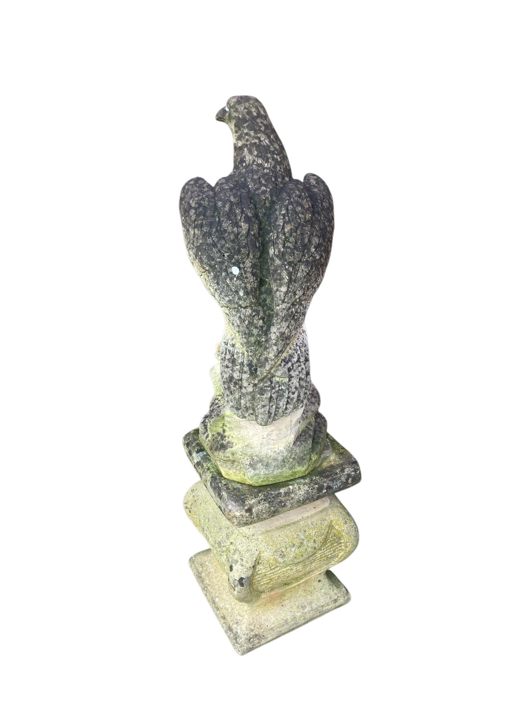 A weathered Stone Statue of Eagle on Plynth For Sale 1
