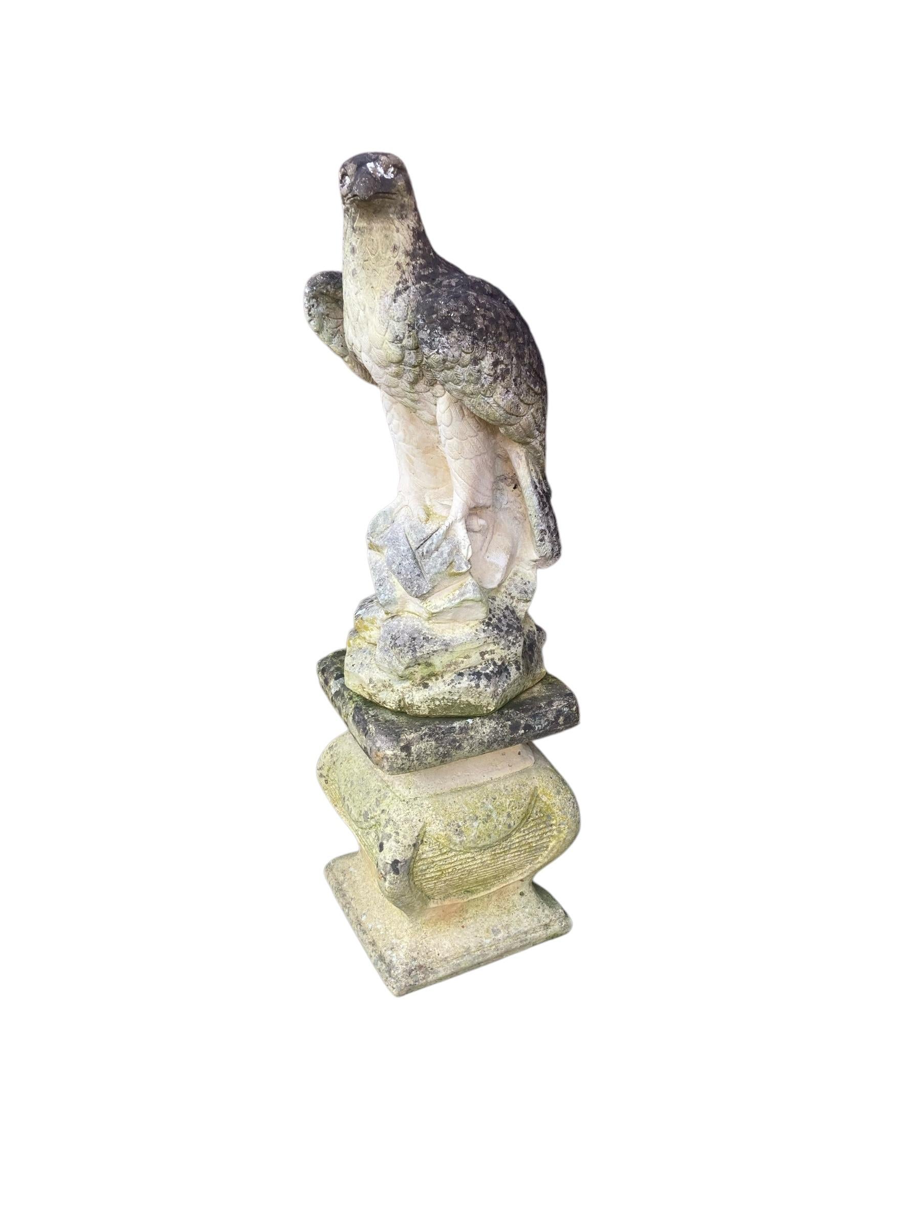 A weathered Stone Statue of Eagle on Plynth For Sale 3