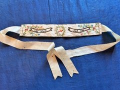 Hochzeitsstrumpfband aus besticktem Taft (Die beiden sind vereint) - Frankreich CIRCA 1850