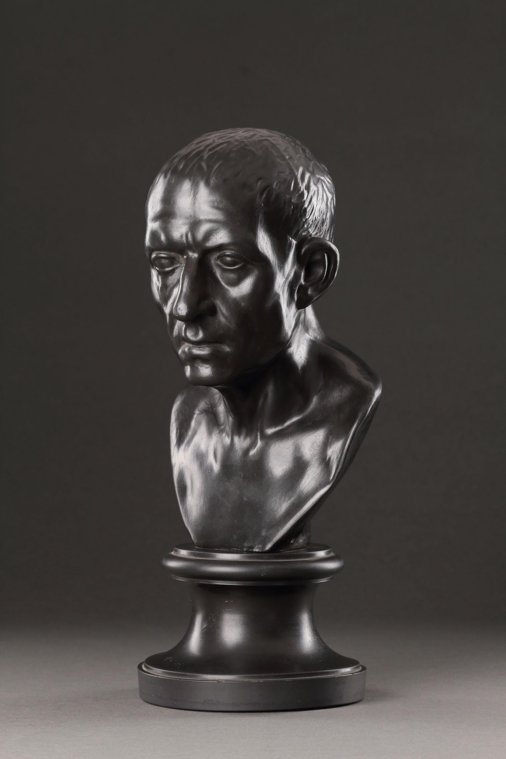 British A Wedgwood Black Basalt Library Bust of Cicero For Sale
