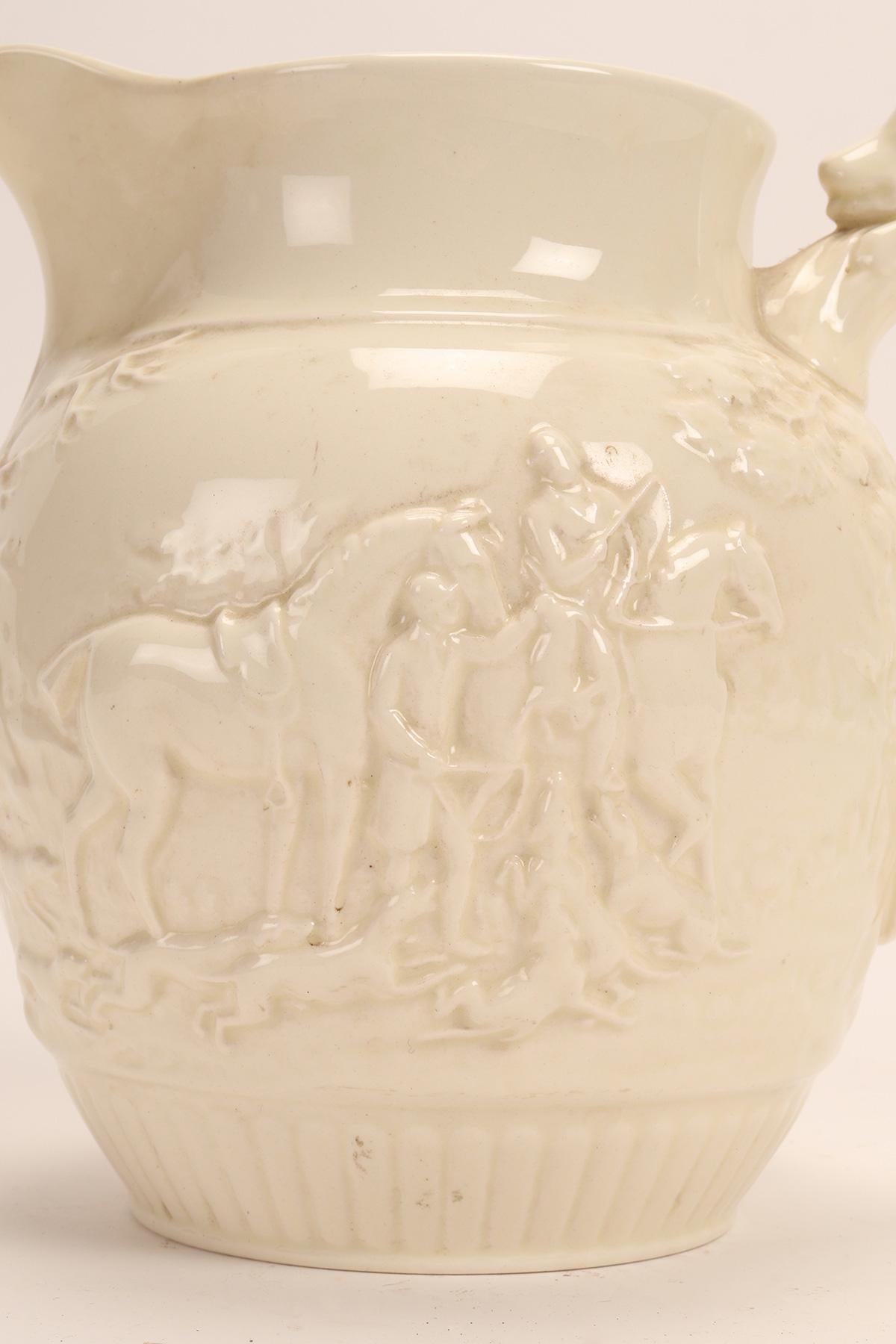 British Wedgwood Ceramic Jug, with Hunting Scenes, England 1940s For Sale