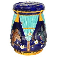 Wedgwood Majolica Japonisme Cobalt Blue Garden Seat, English, Dated 1886