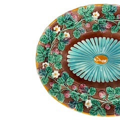 A Wedgwood Majolica Oval Platter with Strawberries & Blossoms, English, ca. 1880