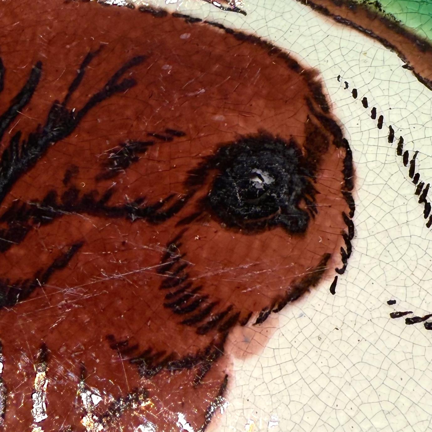 Plato de mayólica Wedgwood con perro, inglés, ca. 1873 Mayólica en venta