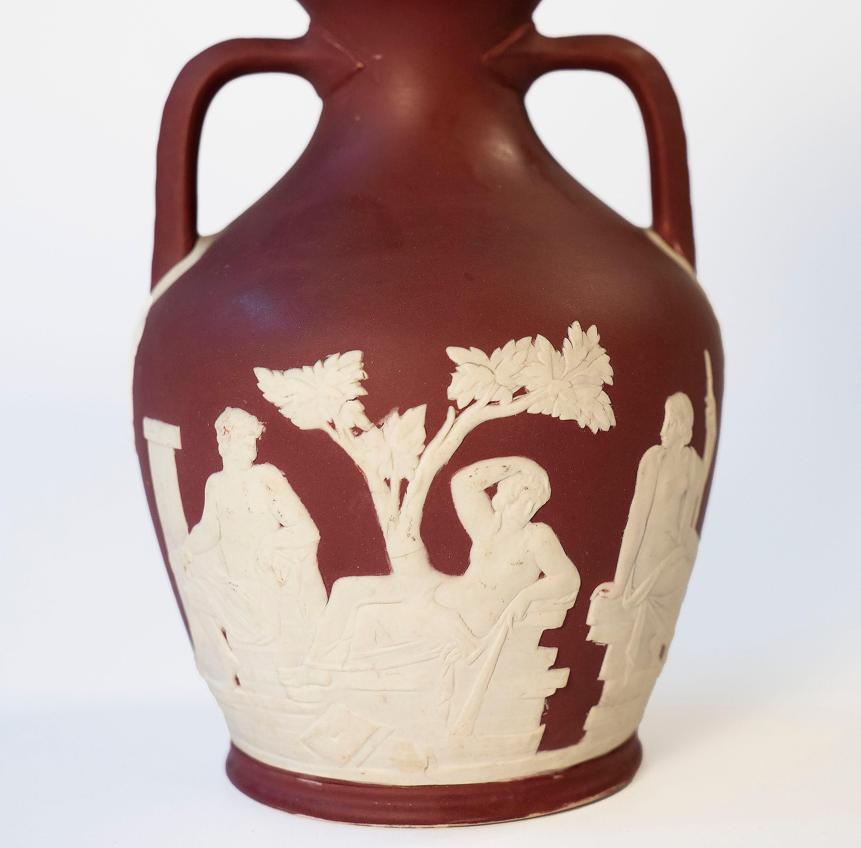 Neoclassical A Wedgwood Portland Vase in Crimson Jasper Dip