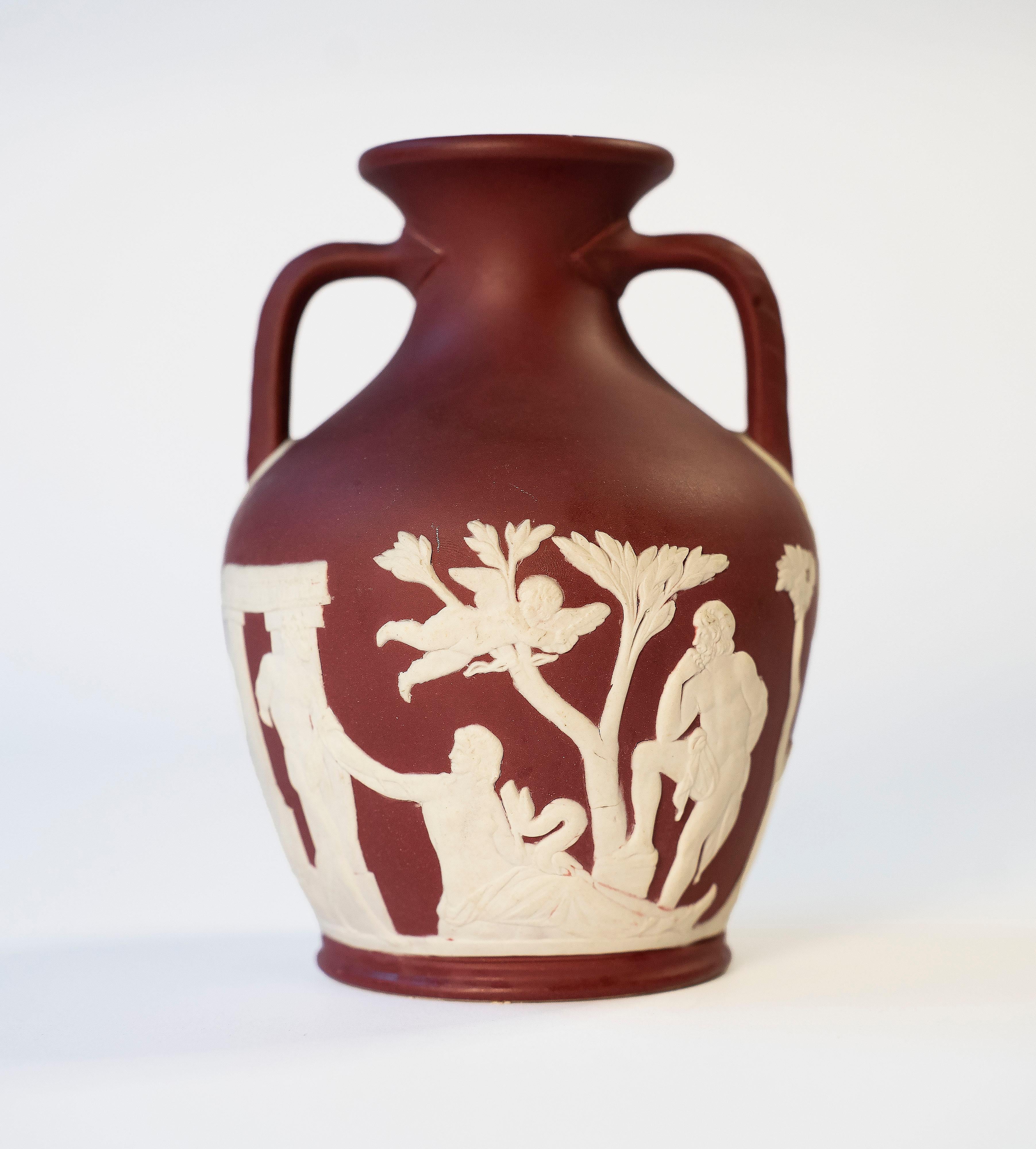 English A Wedgwood Portland Vase in Crimson Jasper Dip