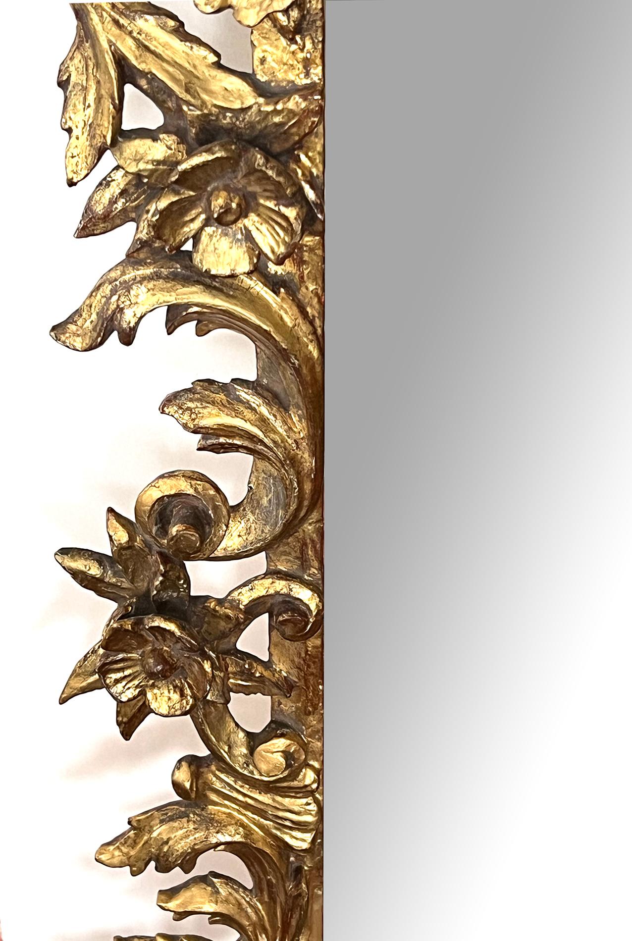 A Well-Carved French Rococo Style Giltwood Wall Mirror with Exuberant Crest For Sale 2