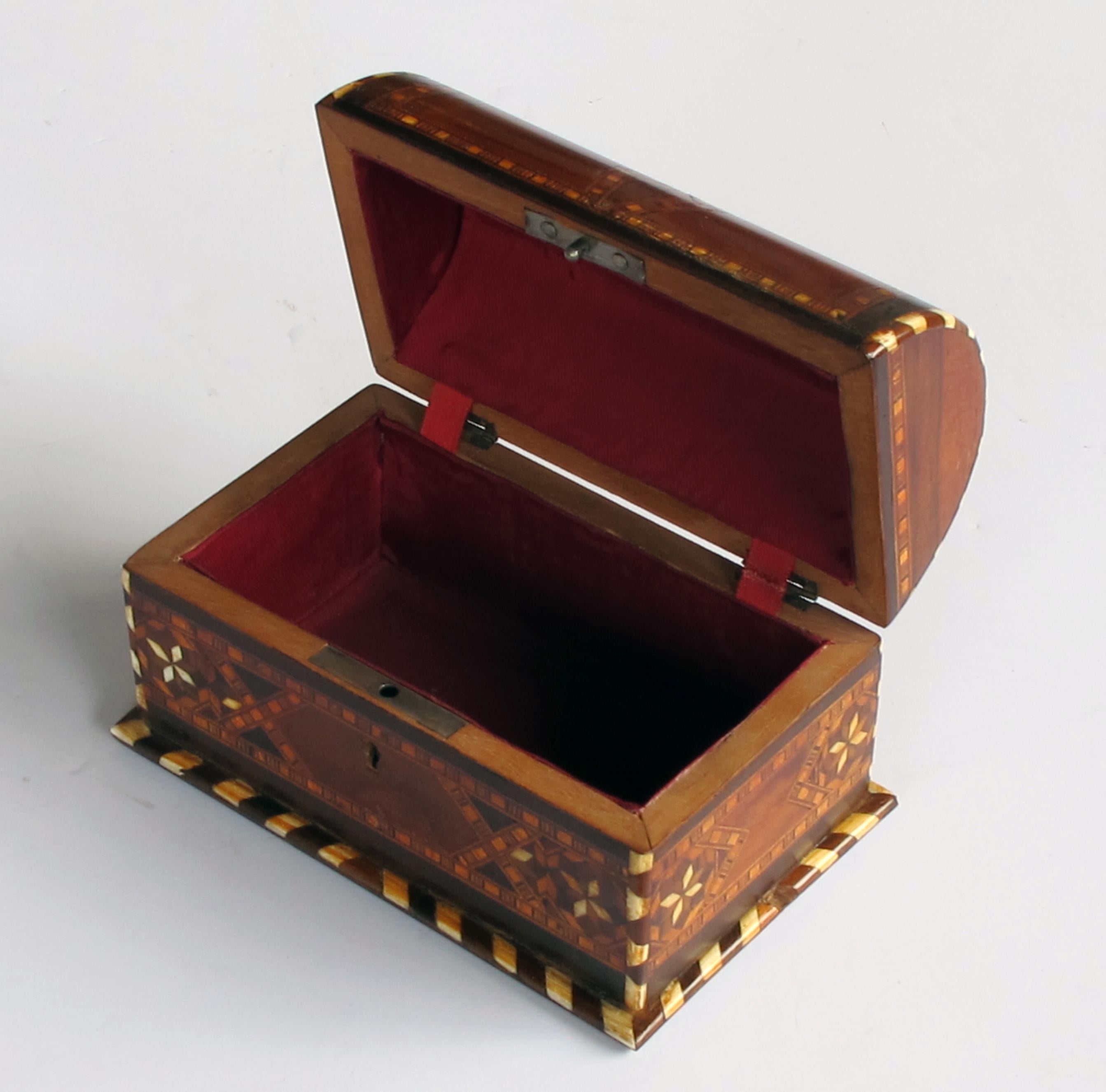 Islamic Well-Crafted and Richly-Patinated Syrian Inlaid Trinket Box with Domed Lid
