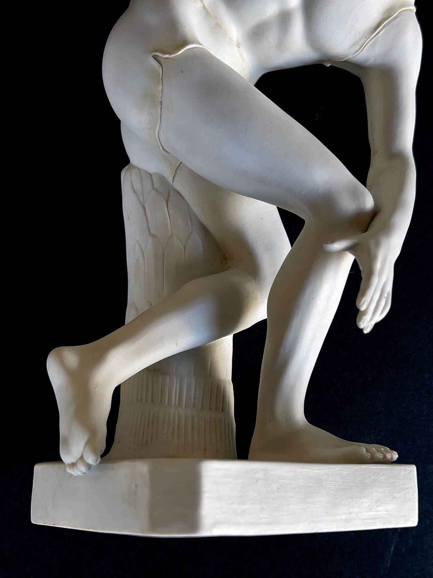 Greco Roman A Well-defined Italian Bisque Figure of a Discus Thrower For Sale