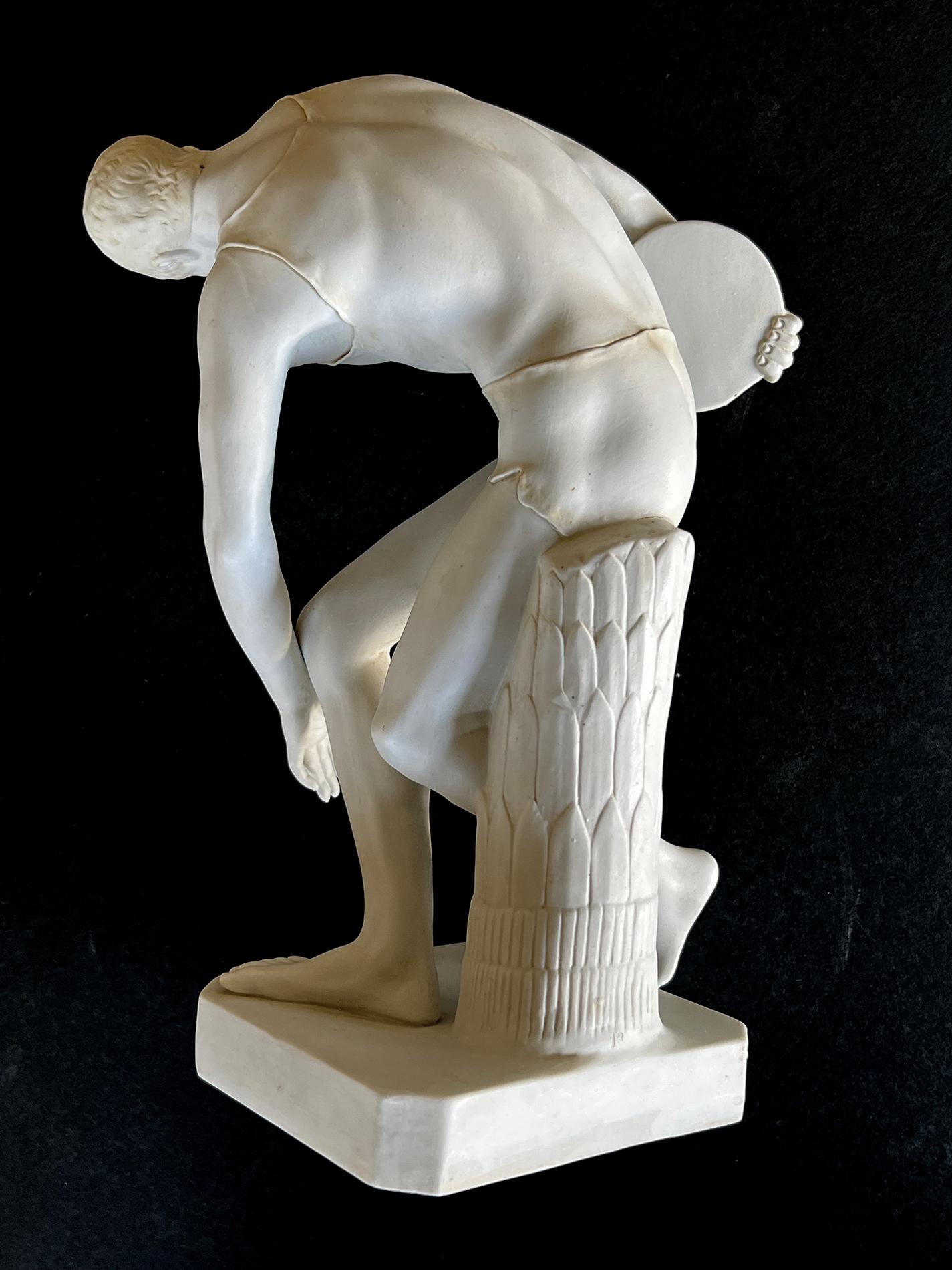 European A Well-defined Italian Bisque Figure of a Discus Thrower For Sale