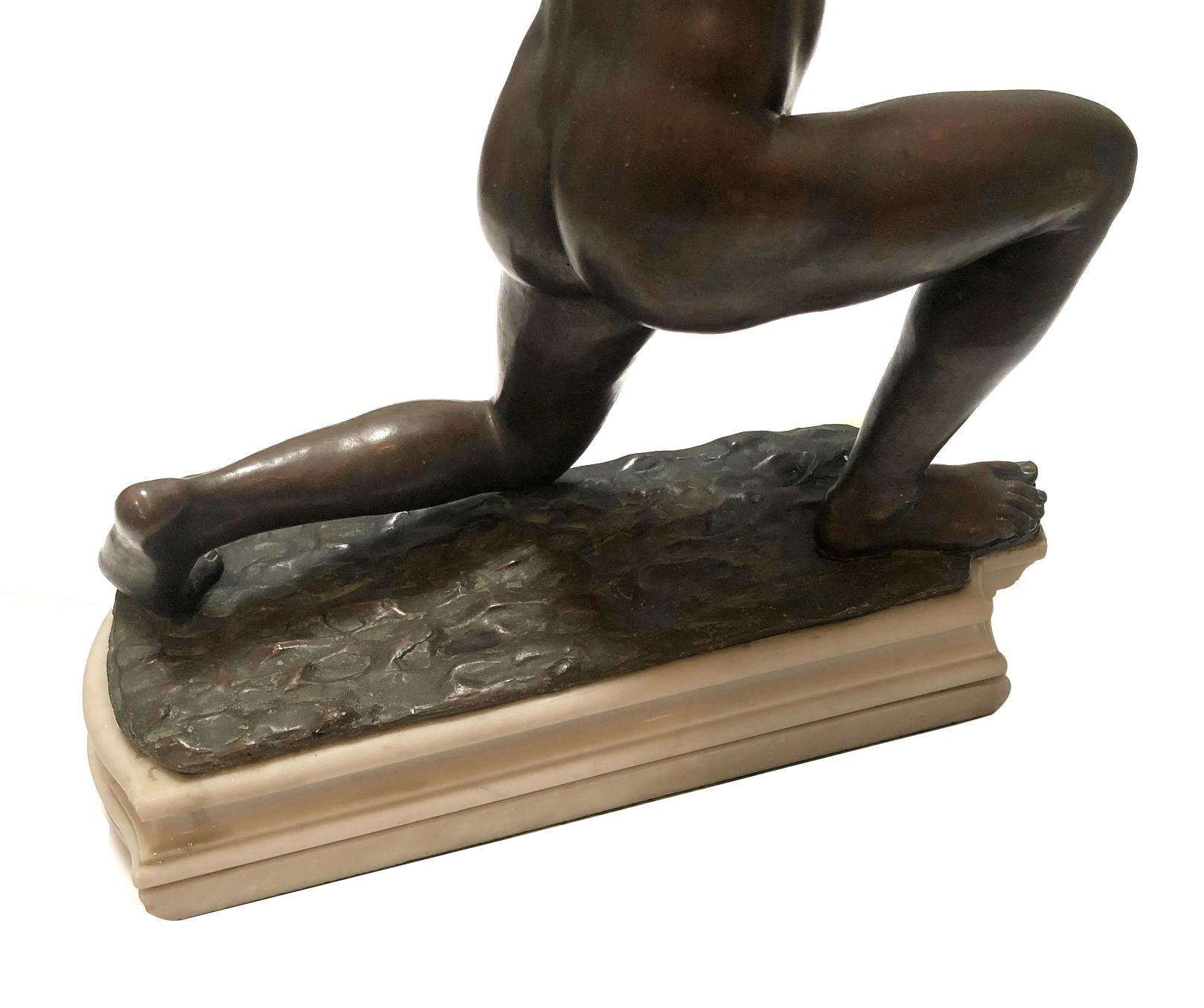 Grand Tour Well-Executed French Bronze Figure of a Male Nude Athlete