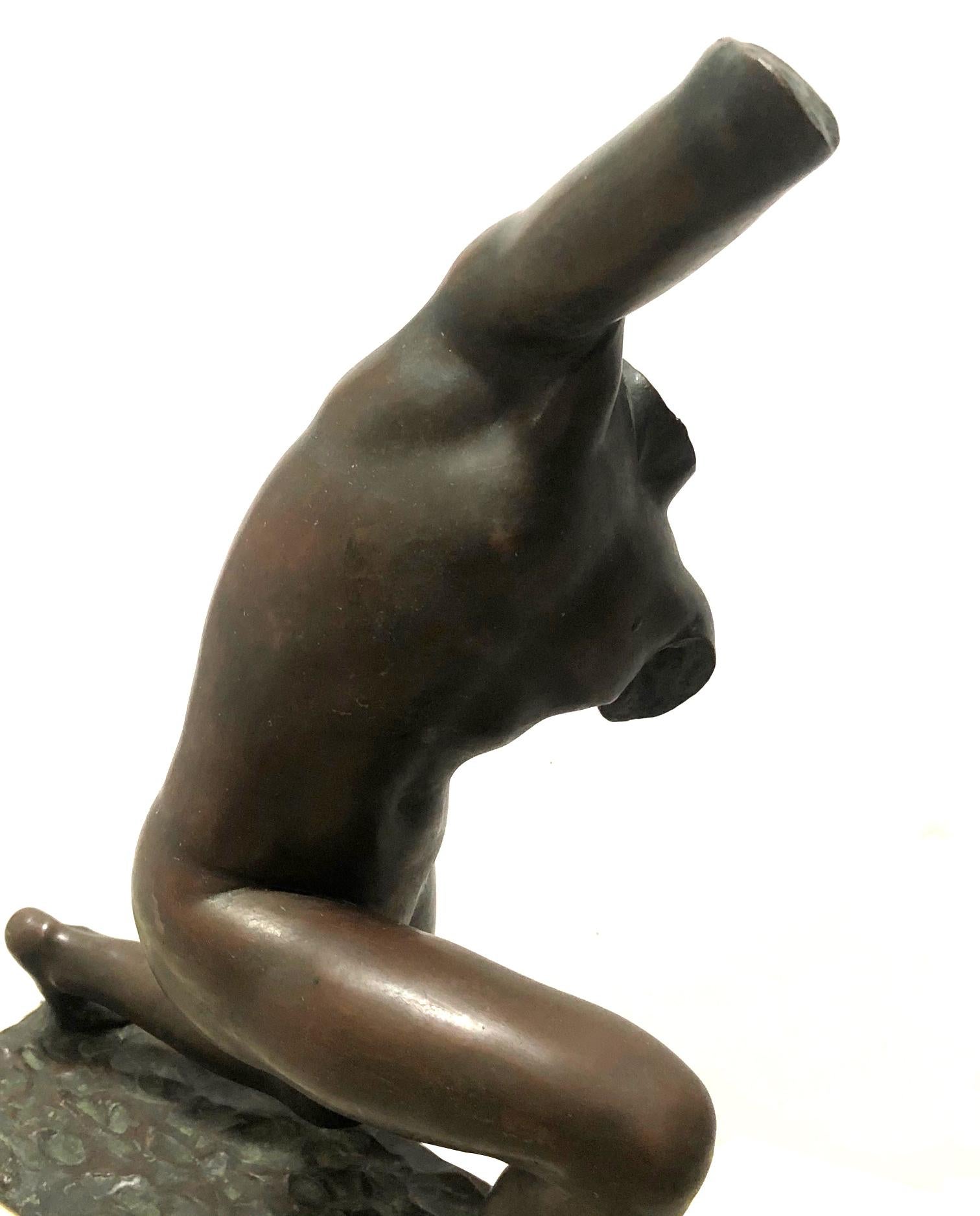 Cast Well-Executed French Bronze Figure of a Male Nude Athlete