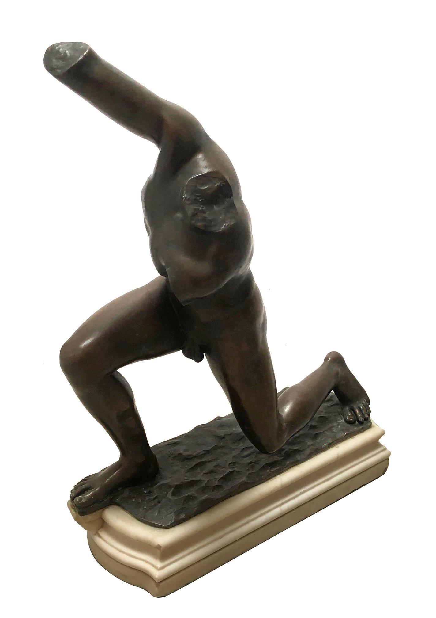 Well-Executed French Bronze Figure of a Male Nude Athlete In Good Condition In San Francisco, CA