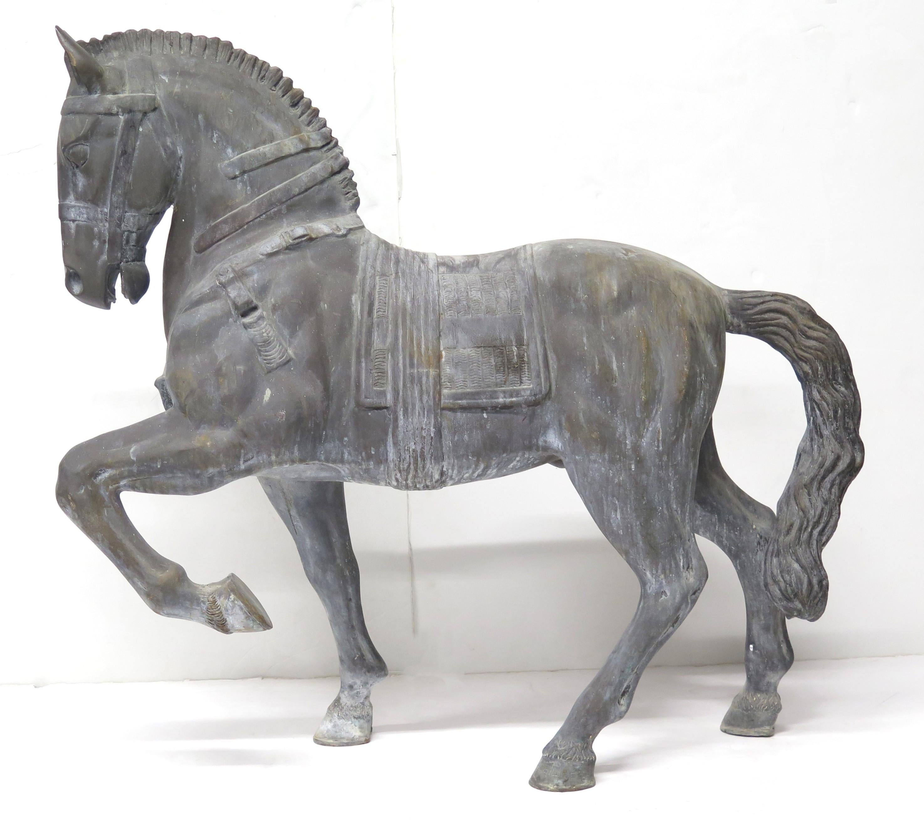 A cast bronze Etruscan style horse.  Marked , Phillip, on the hoof.
Circa-1970