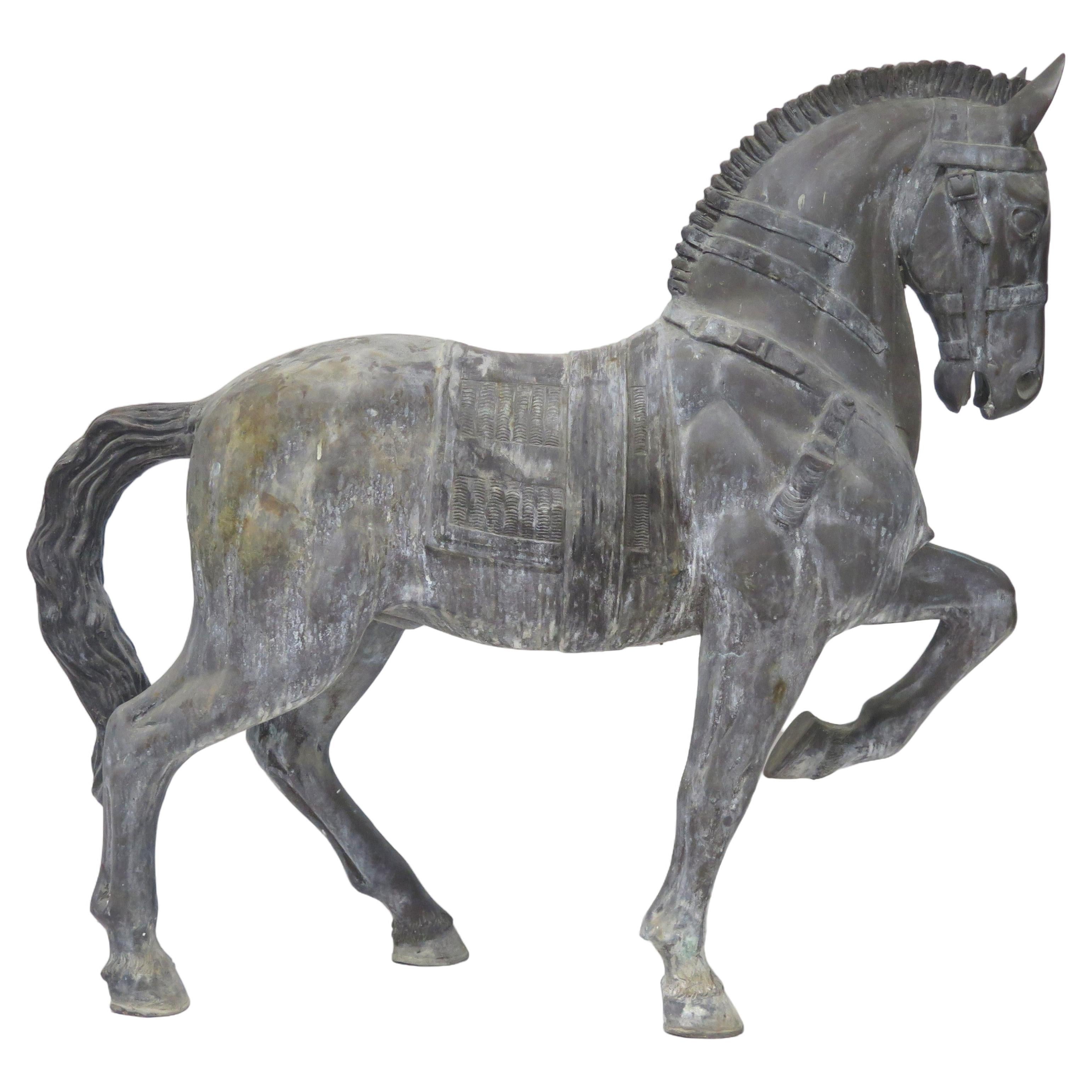 A Well-Made Bronze Etruscan War Horse Sculpture