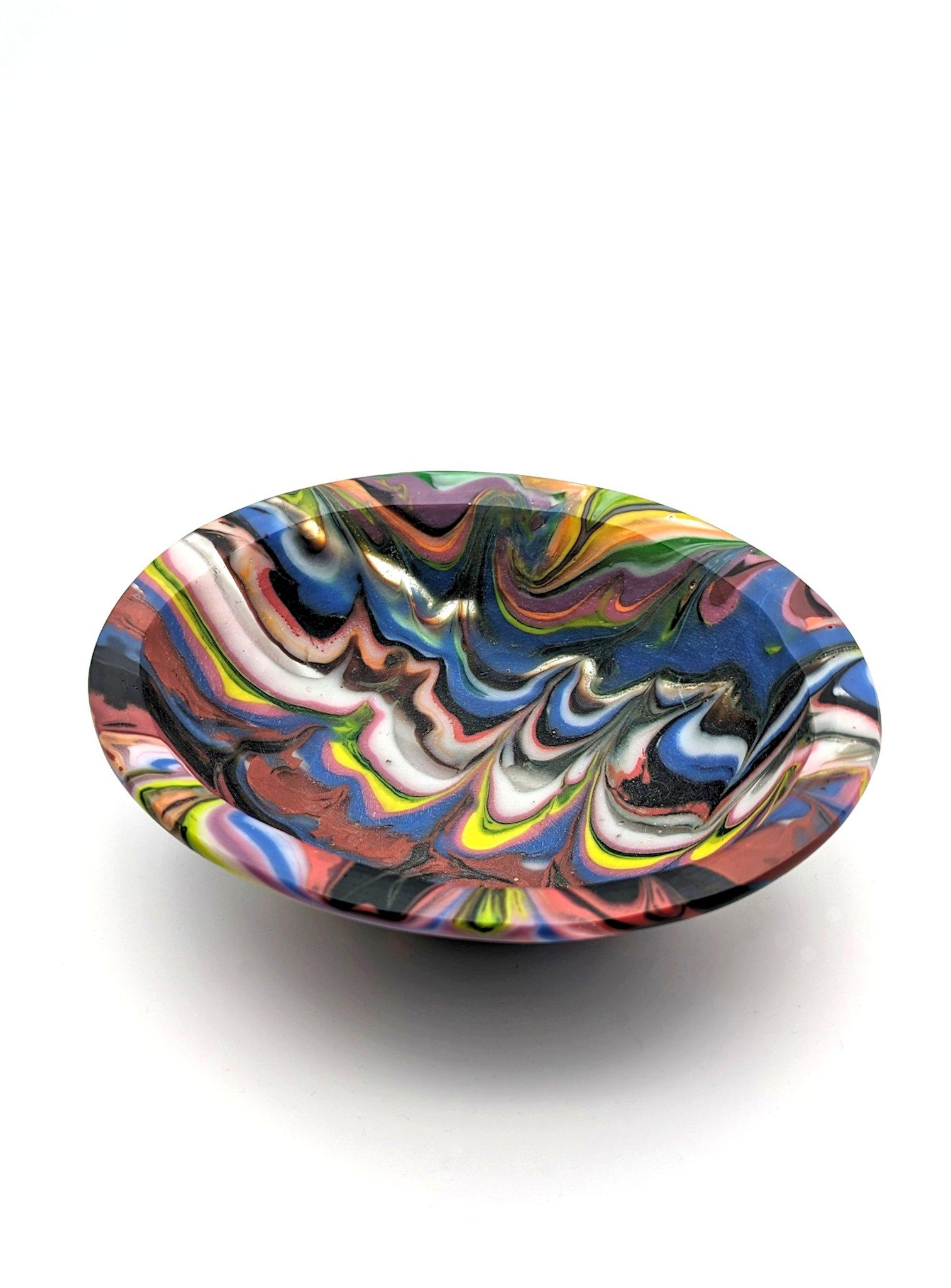 A lovely kiln-formed  and wheel cut mosaic glass bowl from Klaus Moje's time in Canberra. Cf.: Dan Klein, 