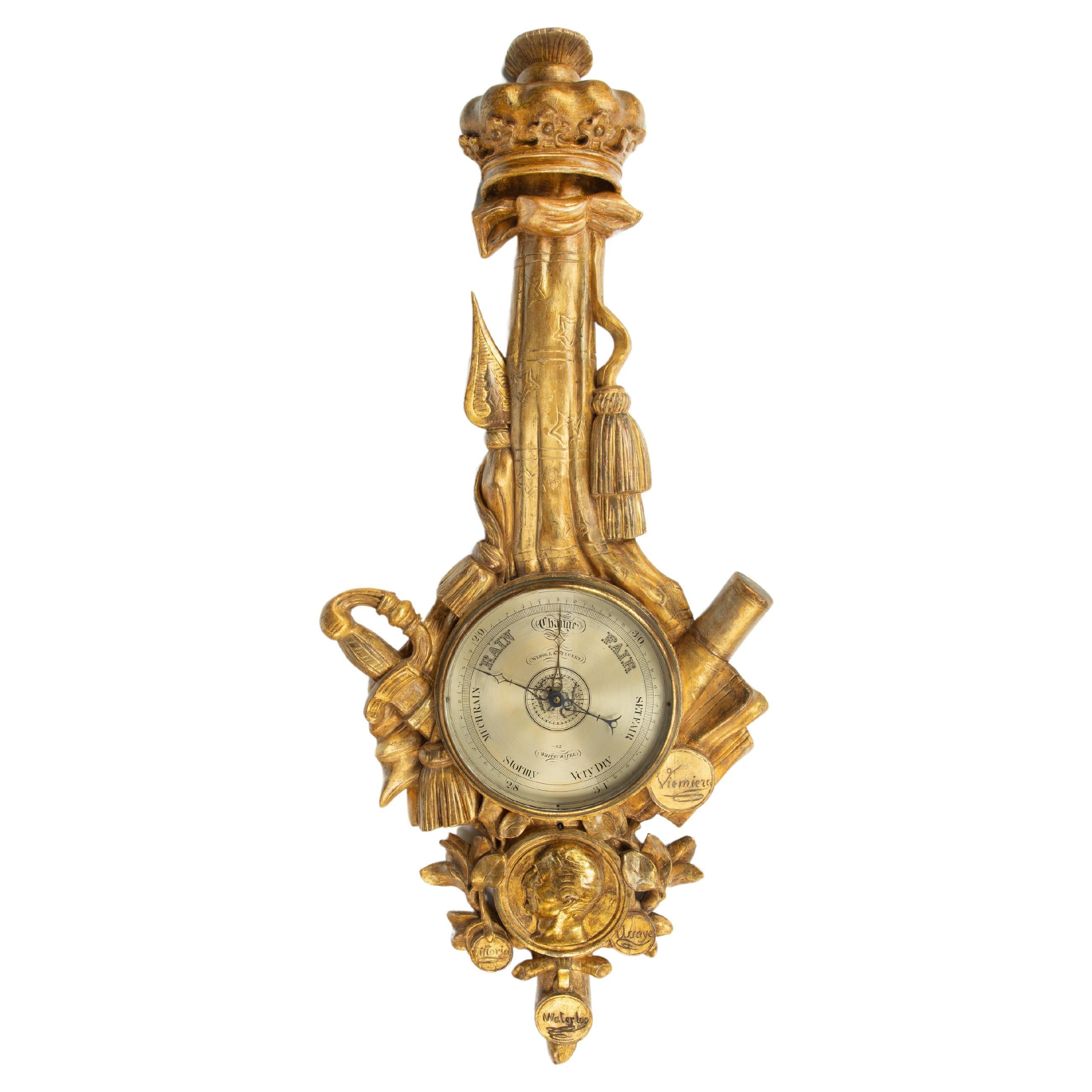 A Wellington commemorative barometer retailed by Wehrle and Steuert For Sale