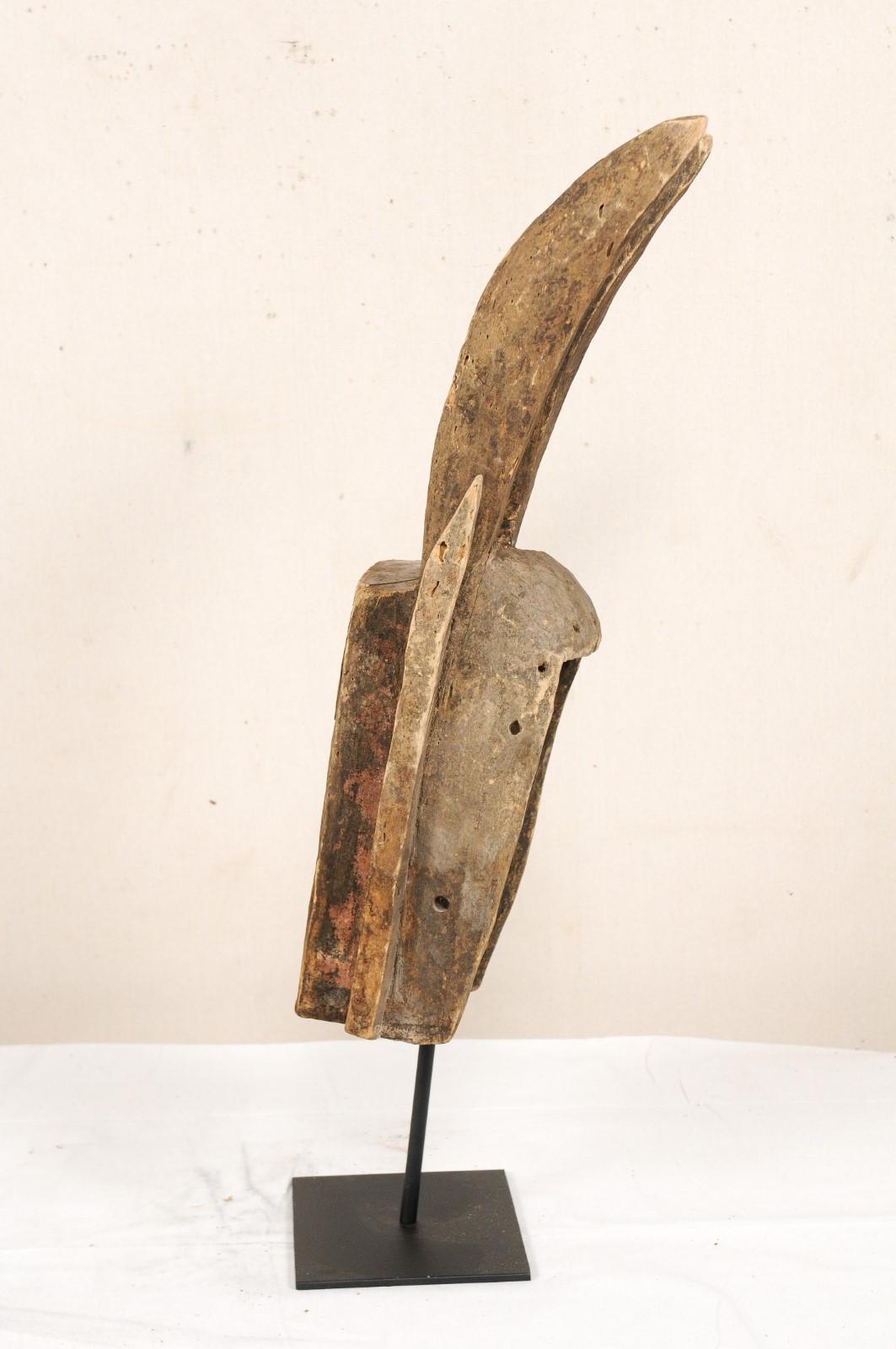 A West African Dogon Tribe Antelope Ceremonial Dance Mask on Custom Iron Stand 1