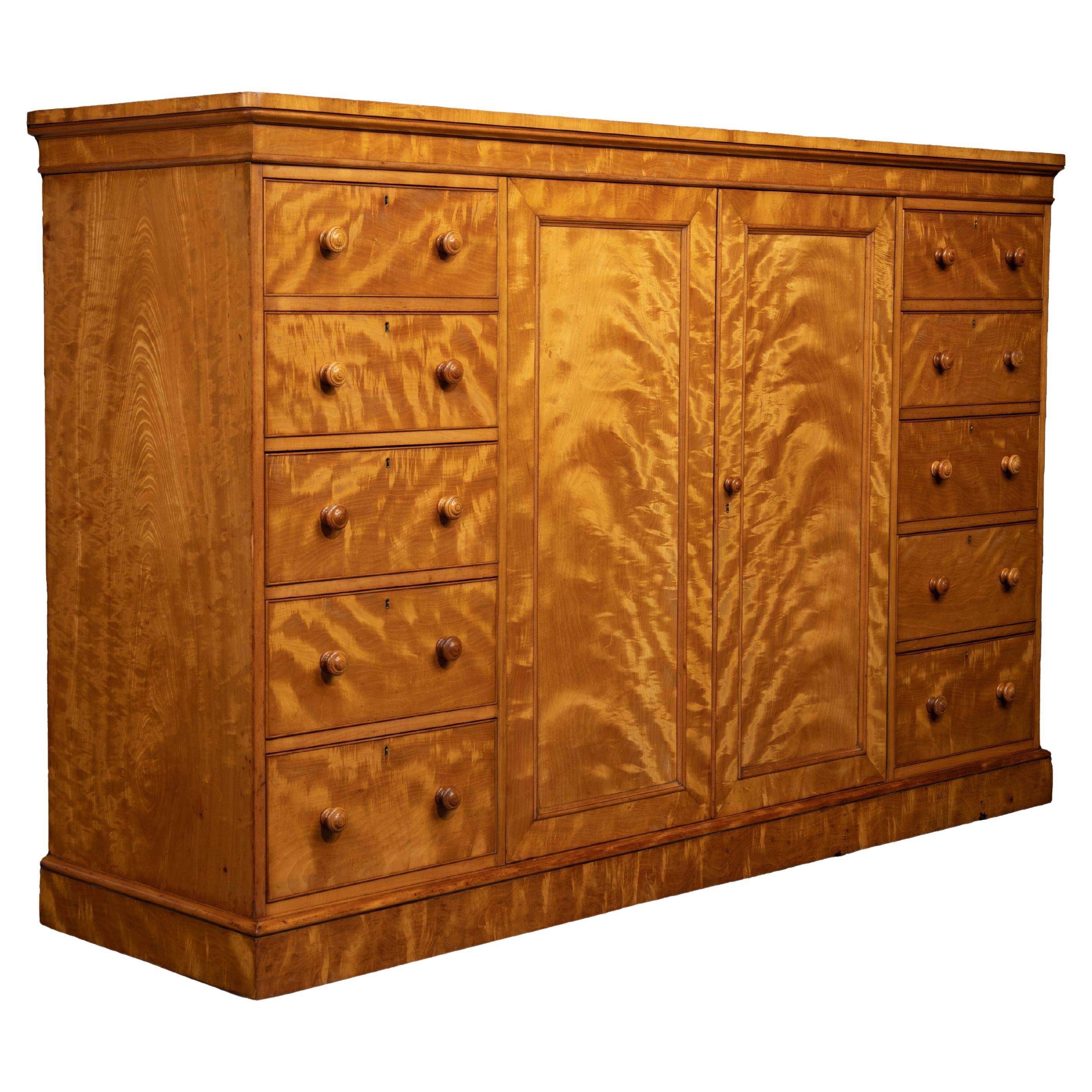 West Indian Satinwood Gentleman’s Compactum/Press Attributed to Holland & Sons For Sale