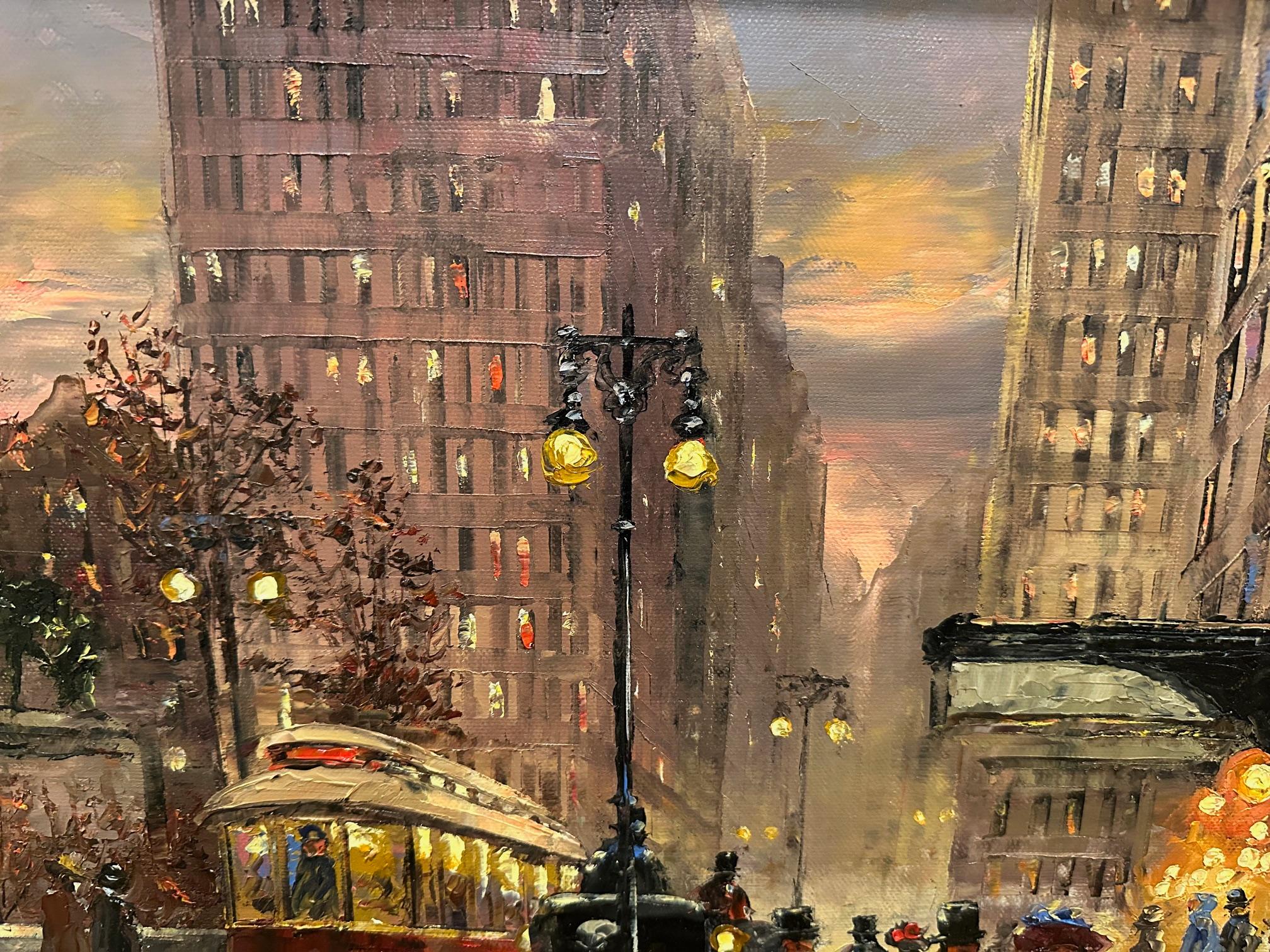 Scène de nuit mouillée à New York par l'artiste The Robert Lebron en vente 7