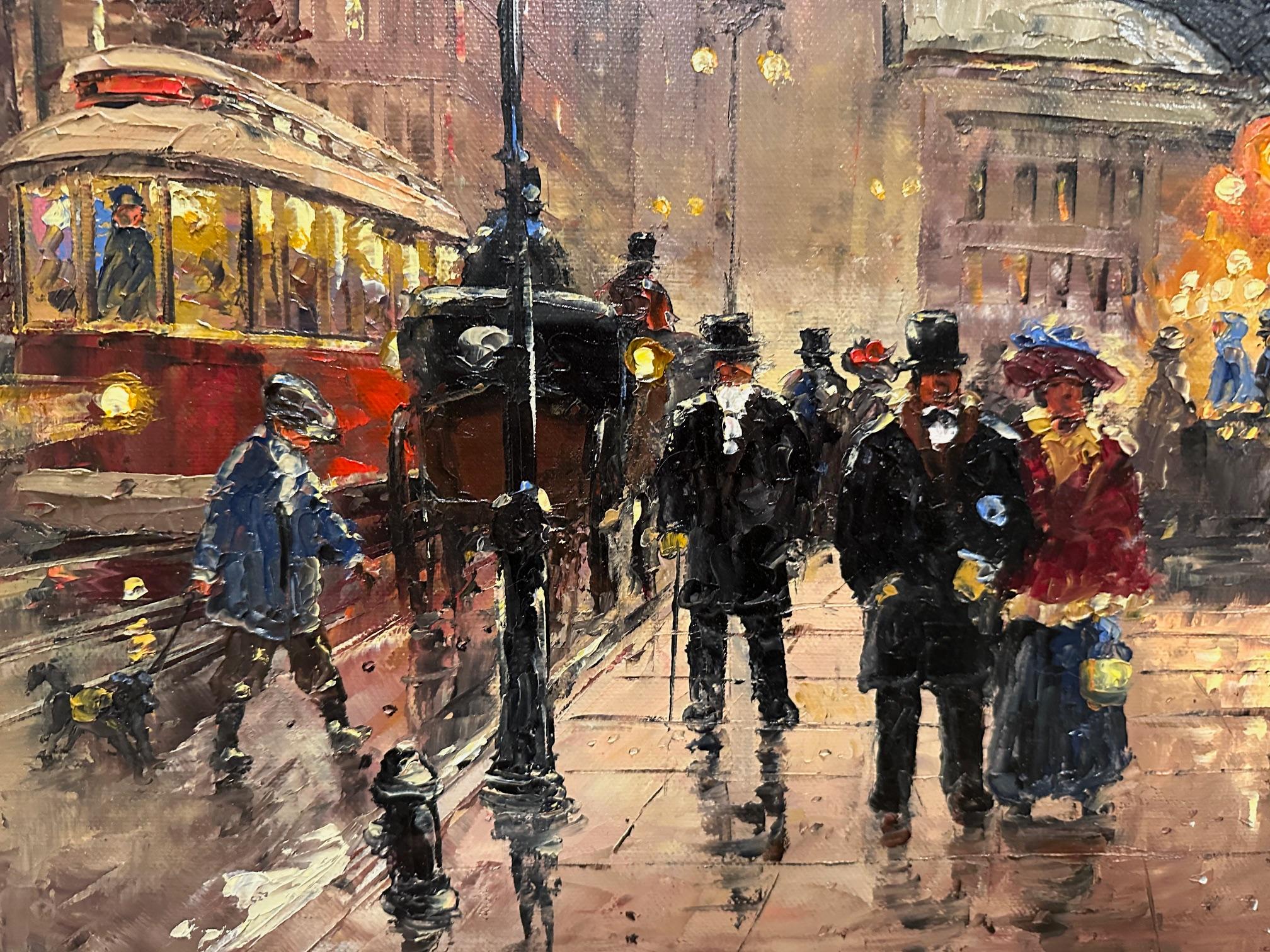 Scène de nuit mouillée à New York par l'artiste The Robert Lebron en vente 3