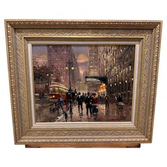Scène de nuit mouillée à New York par l'artiste The Robert Lebron