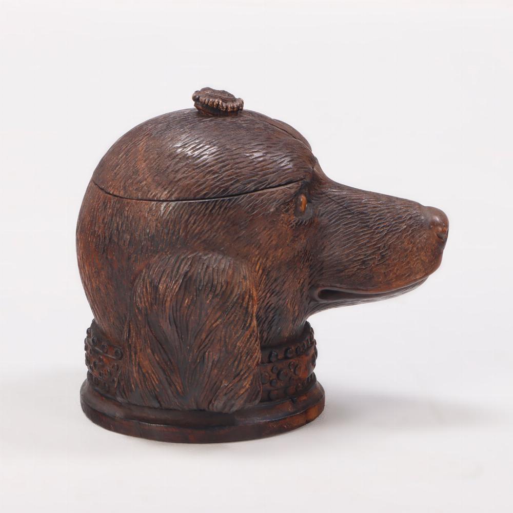 Folk Art A whimsical antique Black Forest hand carved wood figural tobacco humidor box.  For Sale