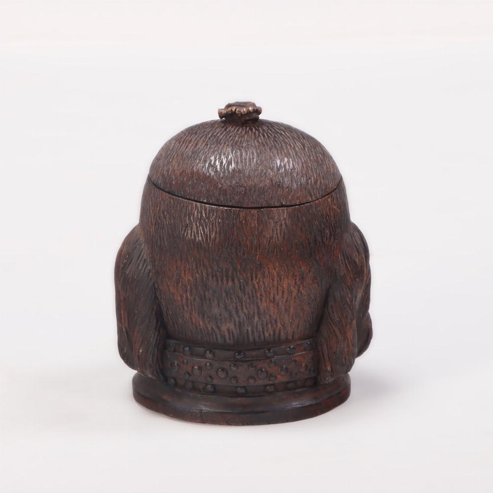 German A whimsical antique Black Forest hand carved wood figural tobacco humidor box.  For Sale
