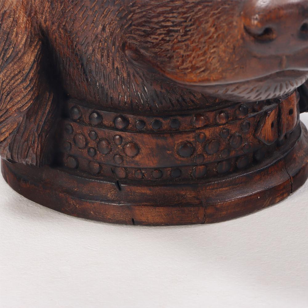 Glass A whimsical antique Black Forest hand carved wood figural tobacco humidor box.  For Sale