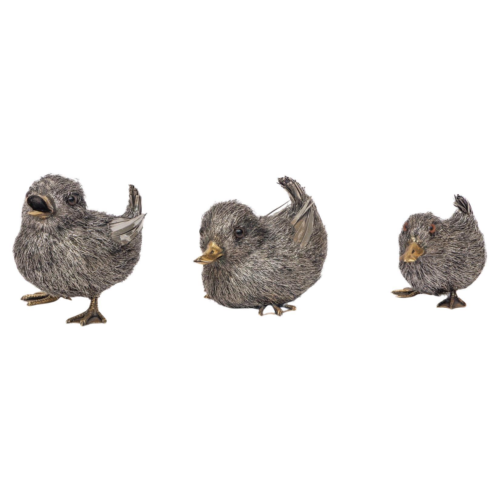 Famille fantaisiste de trois canards en argent Buccellati