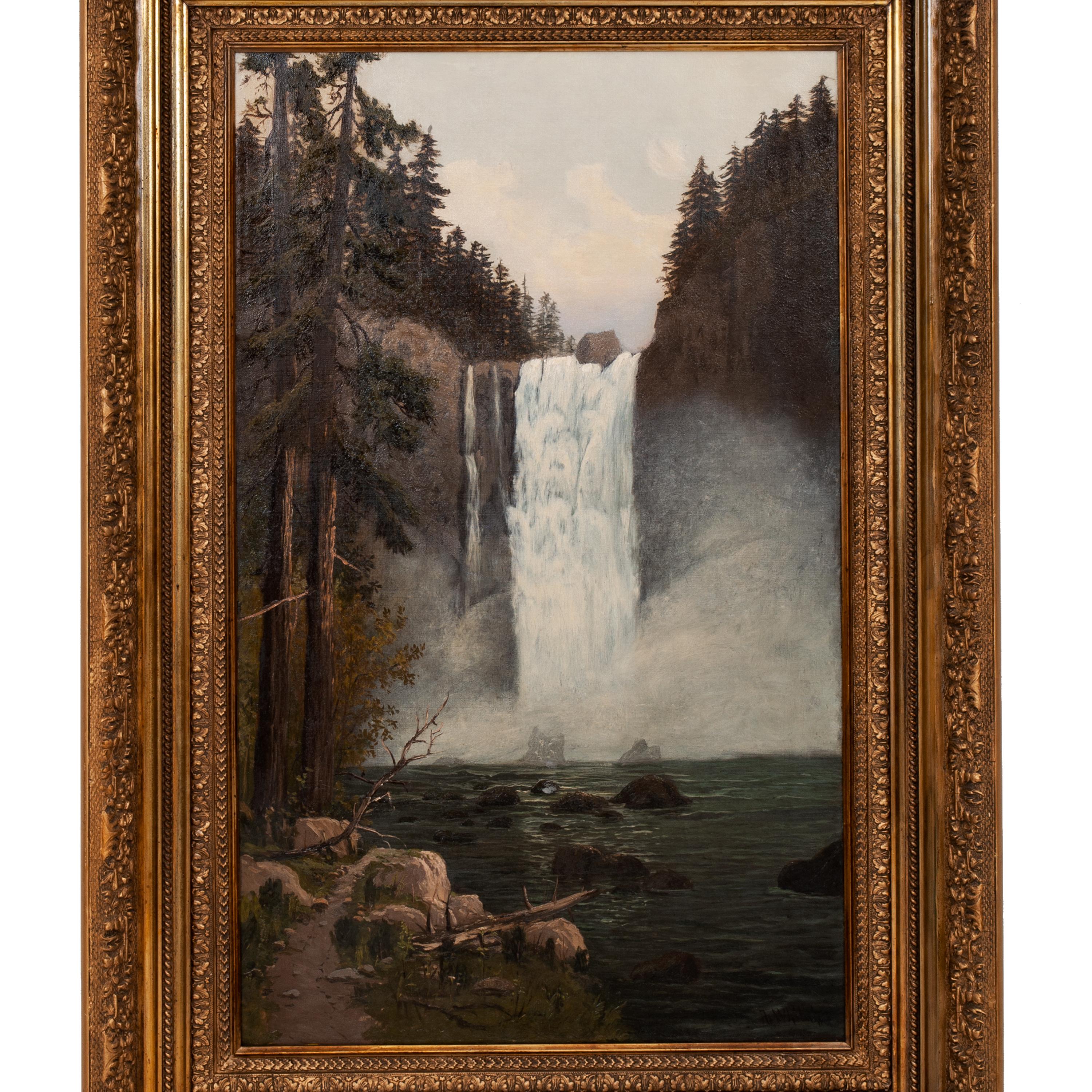 Antiguo cuadro de paisaje americano Snoqualmie Falls Washington 