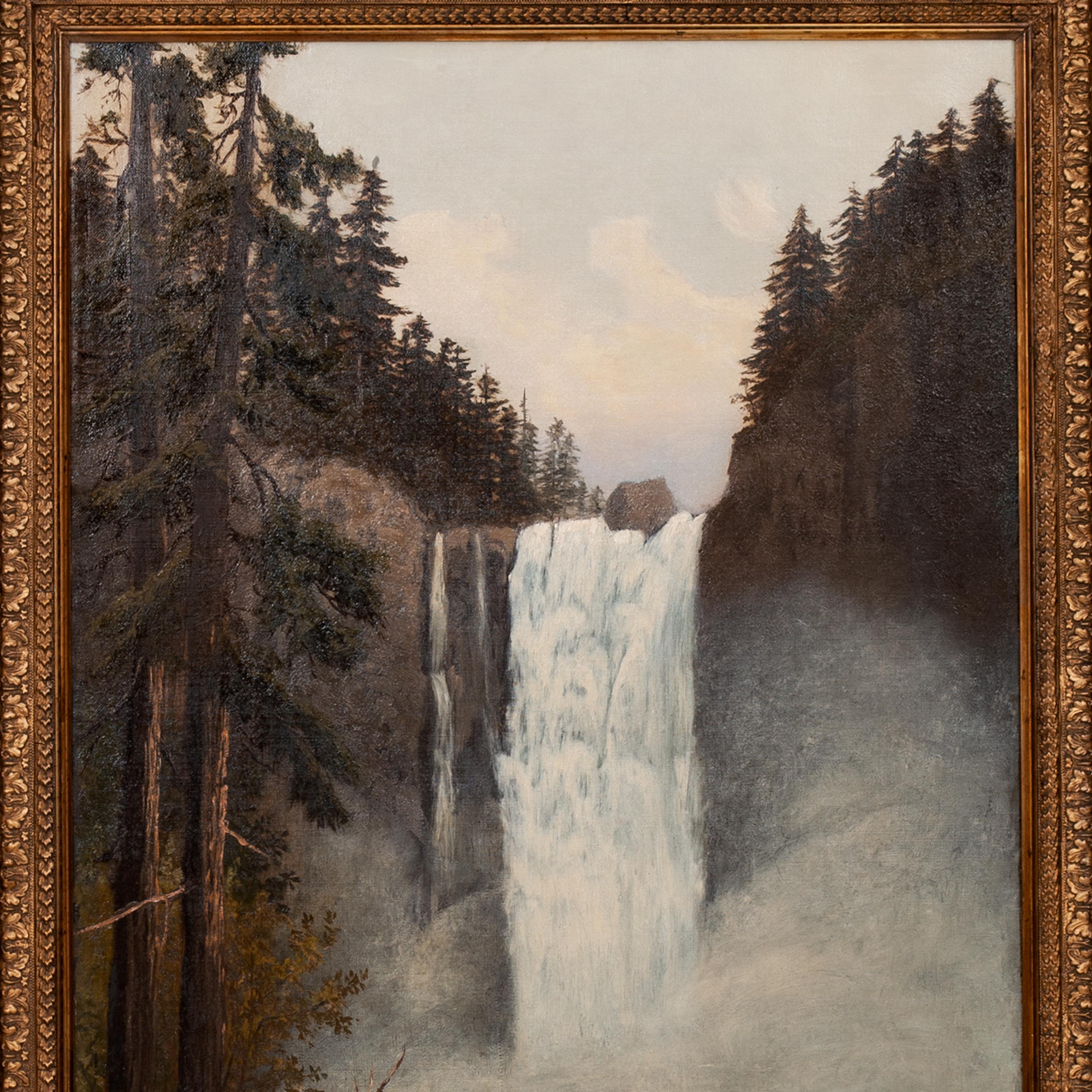 Antiguo cuadro de paisaje americano Snoqualmie Falls Washington 