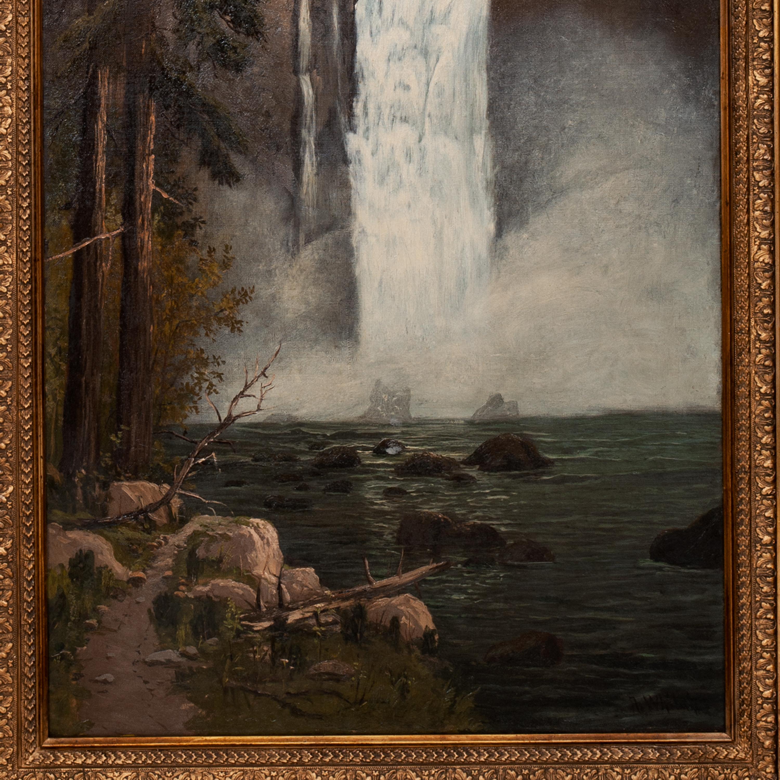 Antiguo cuadro de paisaje americano Snoqualmie Falls Washington 