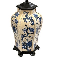 A White and Blue Chinoiserie Lamp