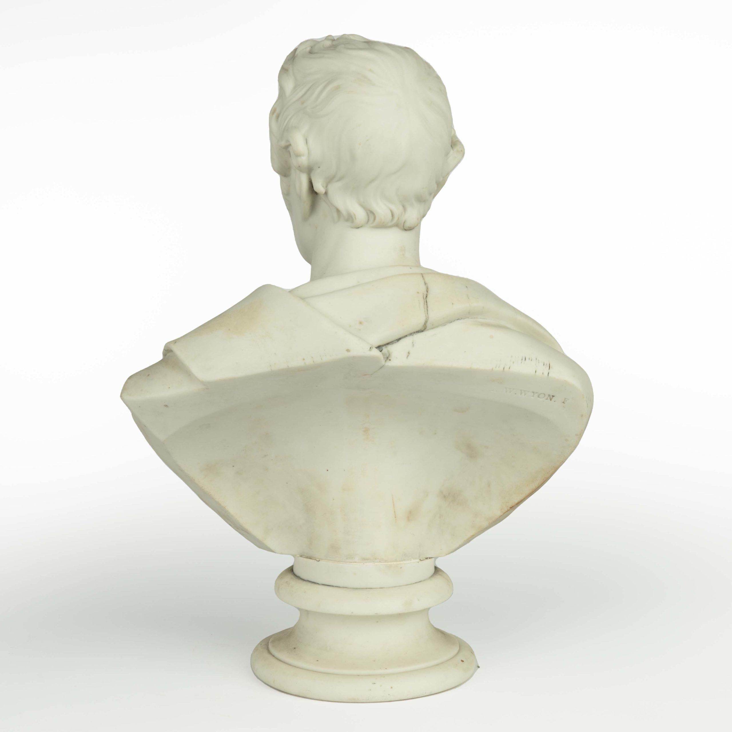 English A white Parianware bust of the Duke of Wellington by E W Wyon For Sale