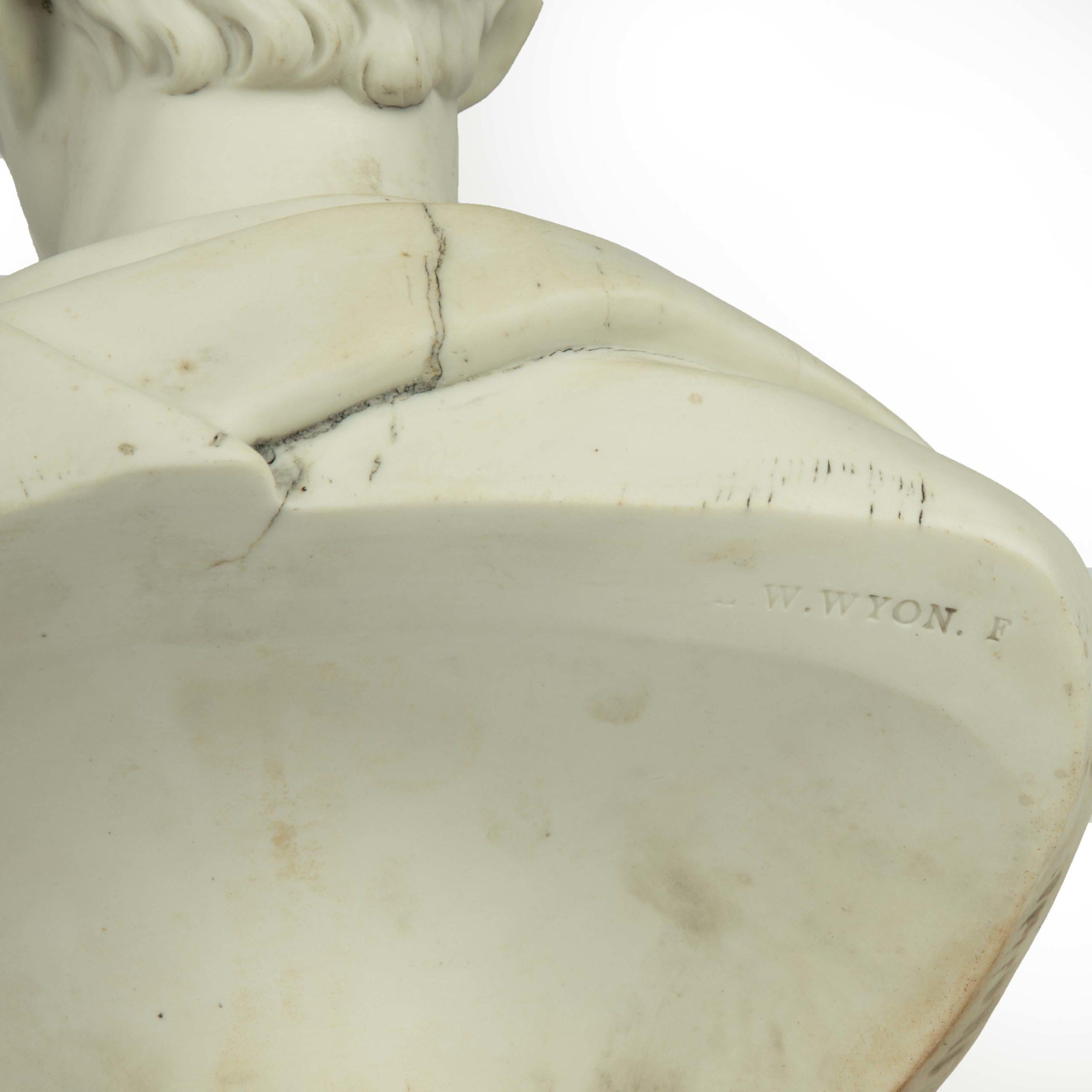 A white Parianware bust of the Duke of Wellington by E W Wyon In Good Condition For Sale In Lymington, Hampshire