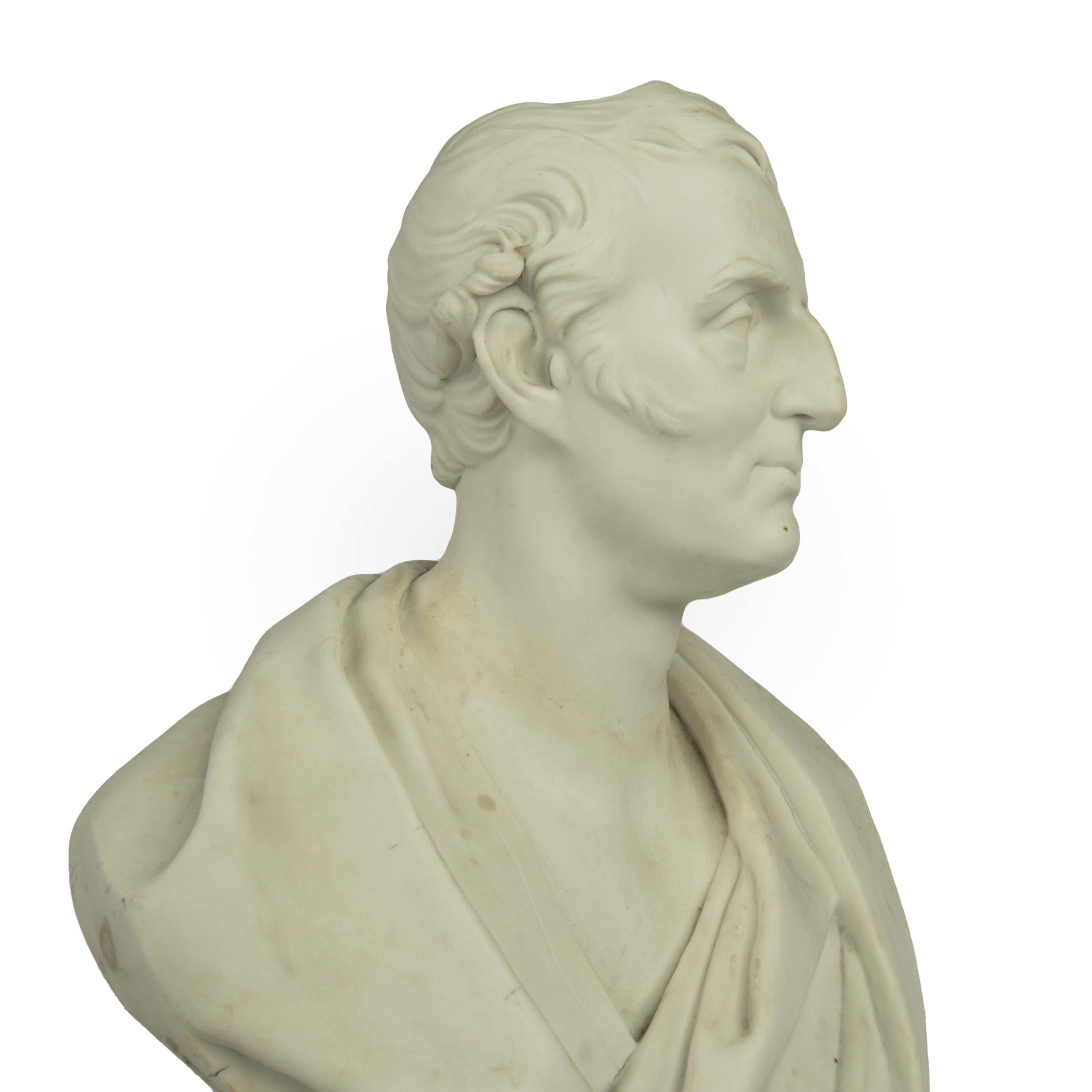 Mid-19th Century A white Parianware bust of the Duke of Wellington by E W Wyon For Sale