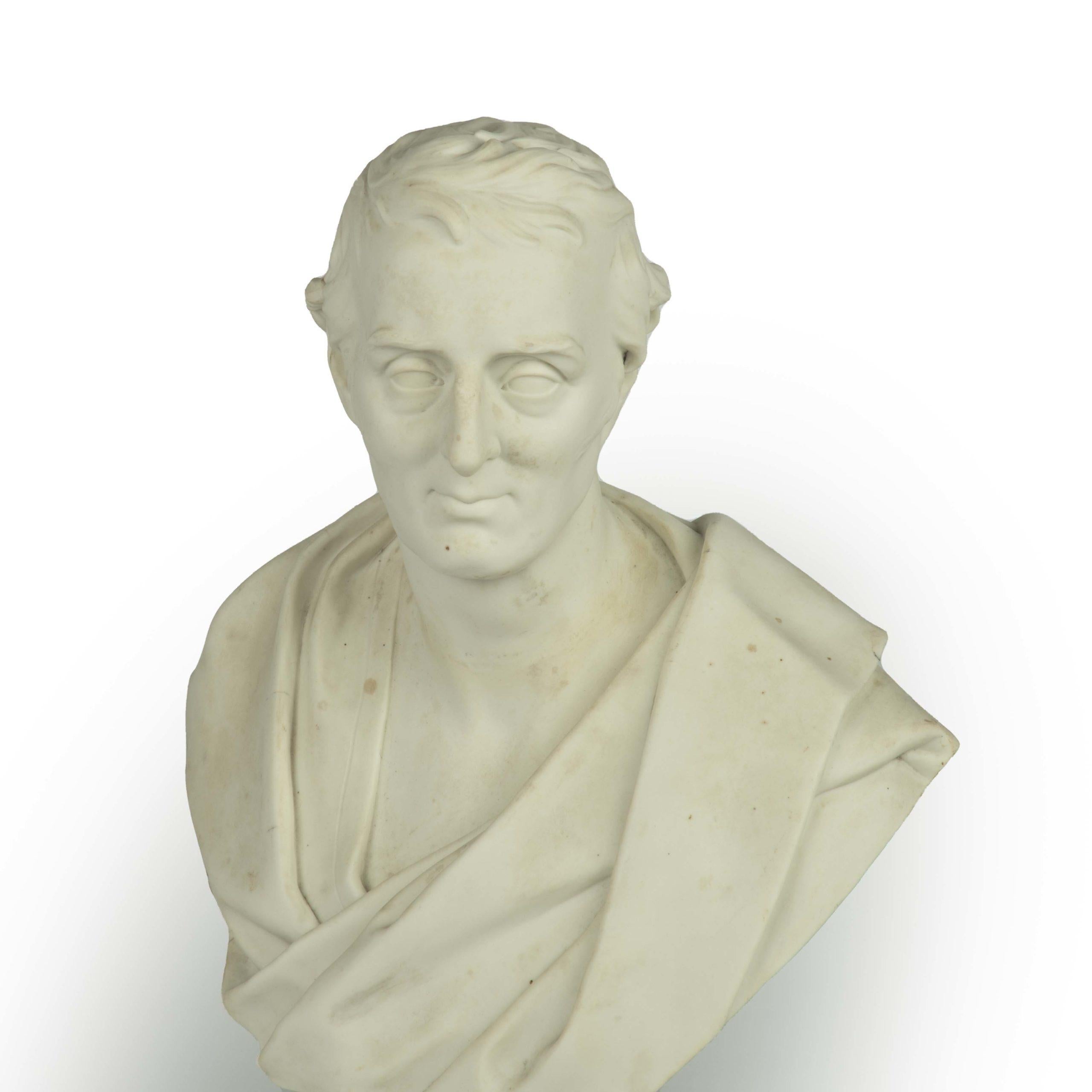 Porcelain A white Parianware bust of the Duke of Wellington by E W Wyon For Sale