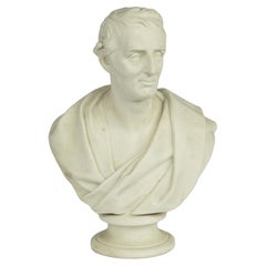 Antique A white Parianware bust of the Duke of Wellington by E W Wyon
