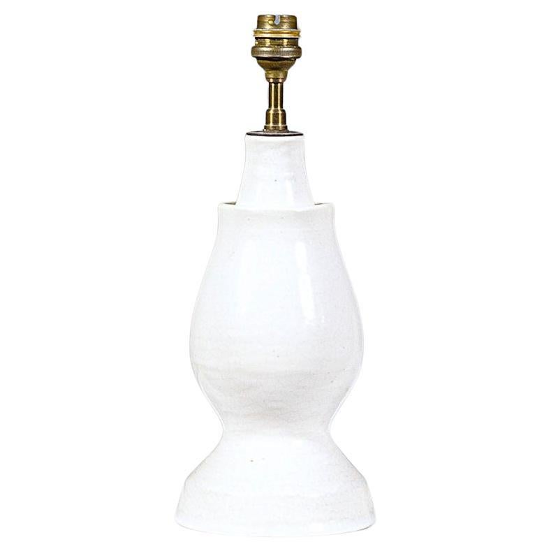 Lampe en céramique blanche par Suzanne Ramié Atelier Madoura France 1970