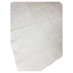 A white cotton Boutis embroidered french quilt - Provence Circa 1850