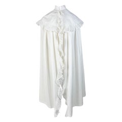 A white cotton Morning gown and falbalas - France Circa 1880