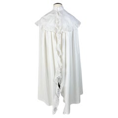 A white cotton Morning gown and falbalas in broderie anglaise - France Circa 188
